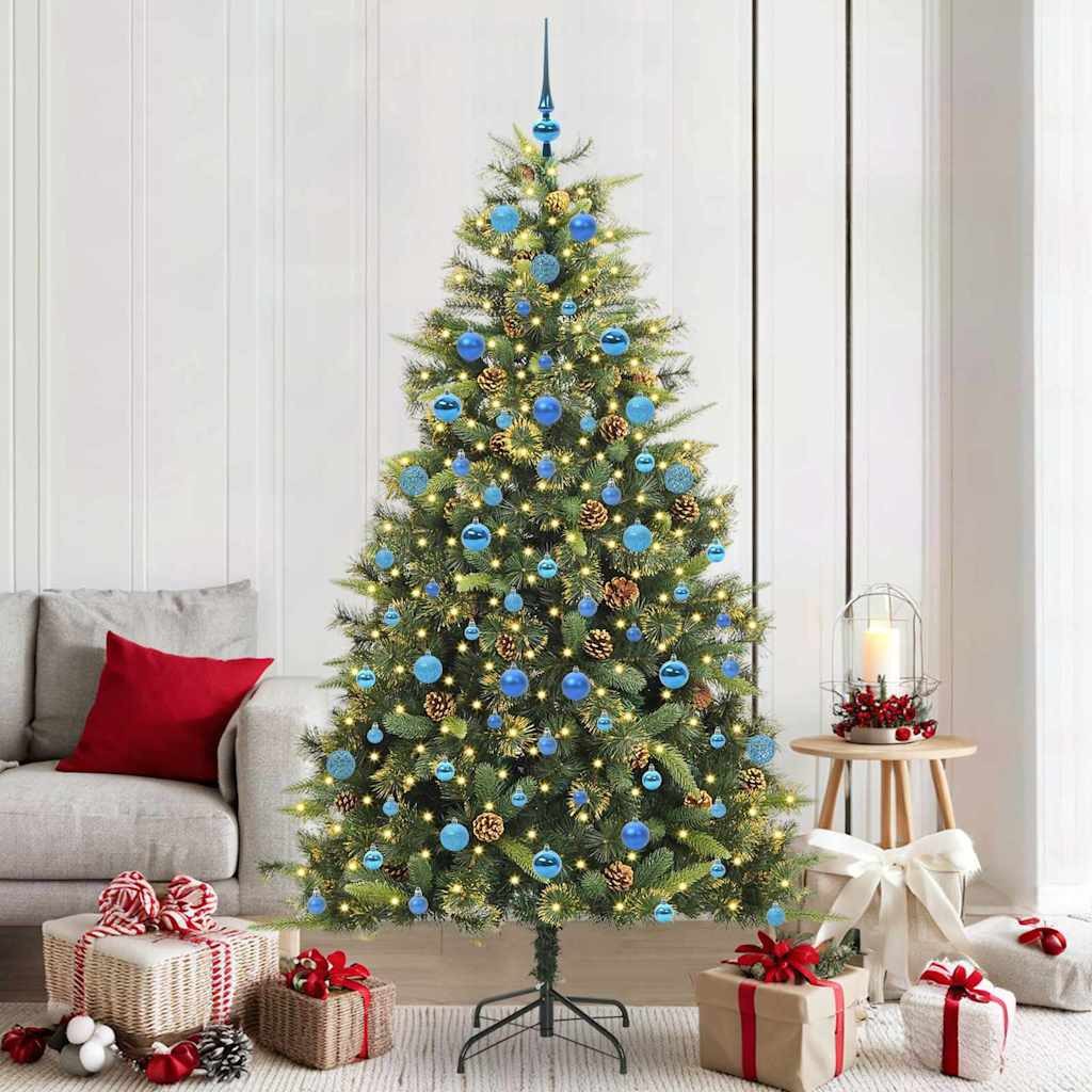 vidaXL Künstlicher Weihnachtsbaum Künstlicher klappbarer Weihnachtsbaum mit Tannenzapfen 210 cm