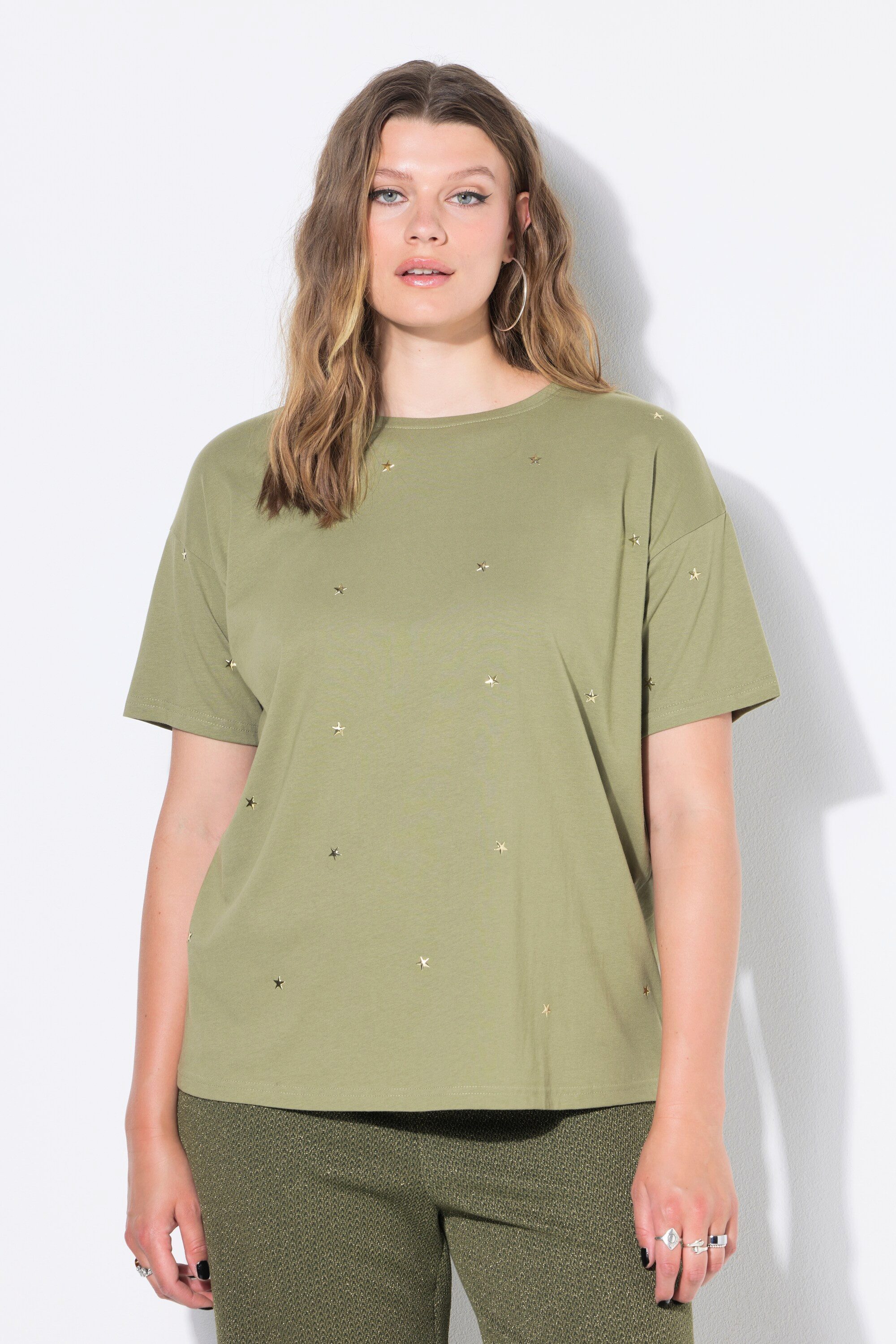 Studio Untold T-Shirt Oversize Donna Con Stampa Leopardata Sul Retro - Mezze Maniche, Morbido Jersey