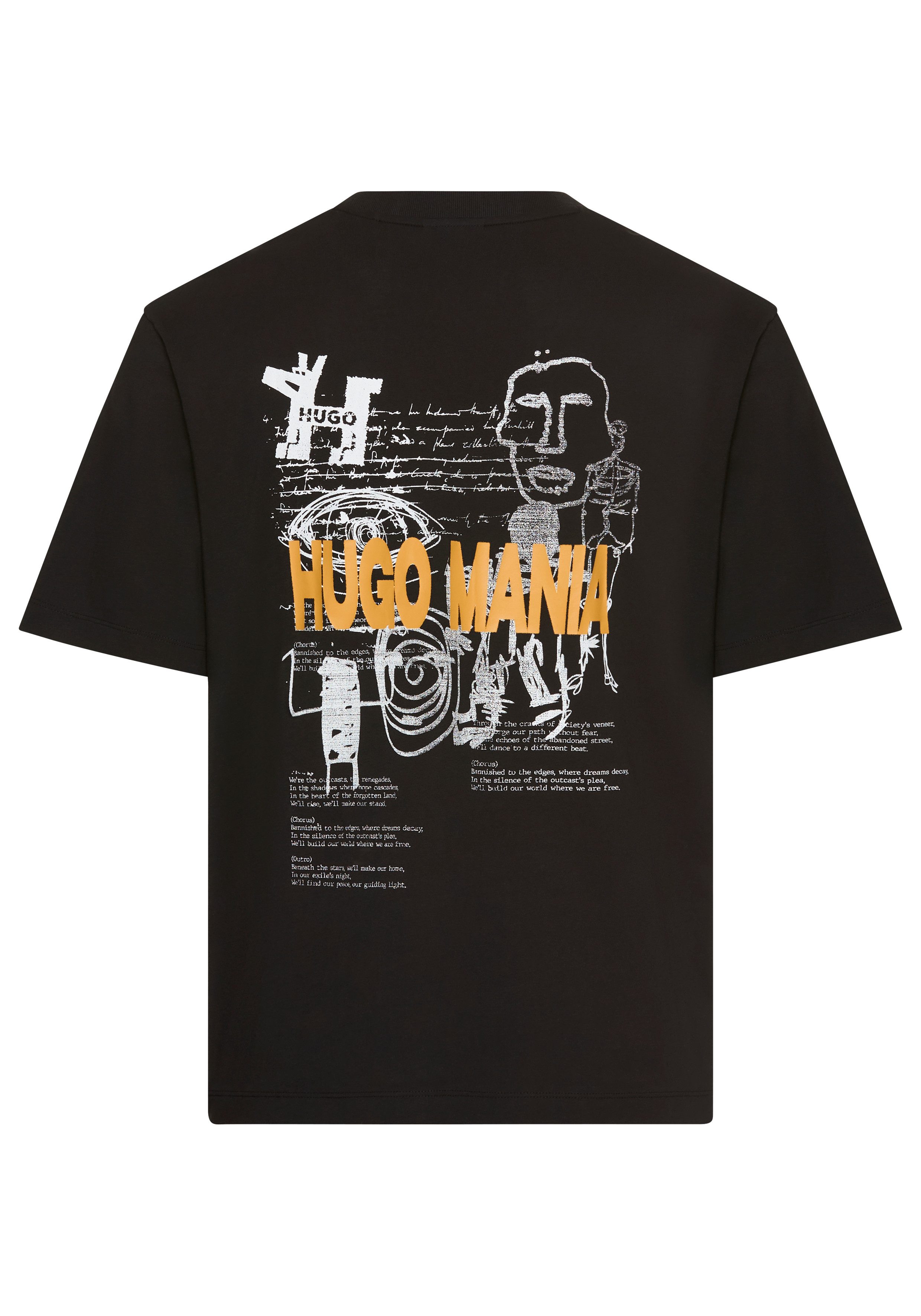 HUGO T-Shirt Nedix Rundhalsausschnitt, Regular Fit, Brust- und Rückendruck