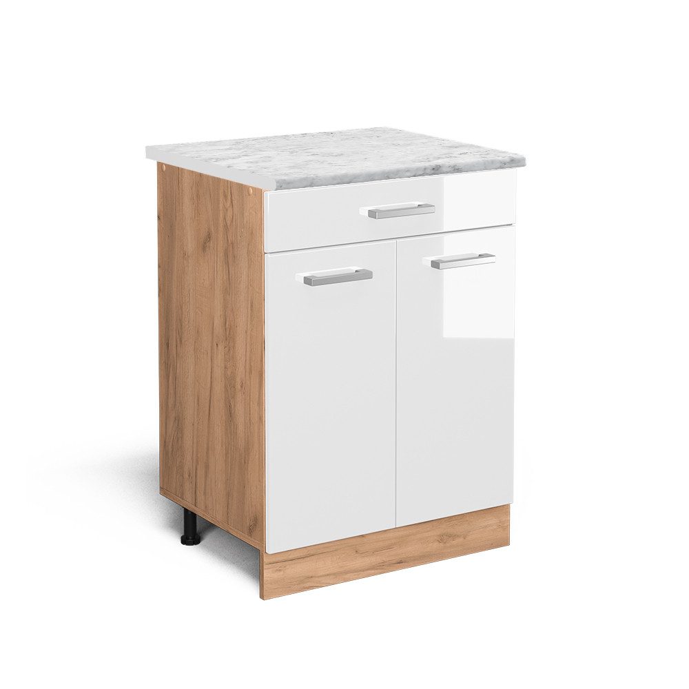 Vicco Unterschrank R-Line, Weiß Hochglanz/Goldkraft Eiche, günstig online kaufen