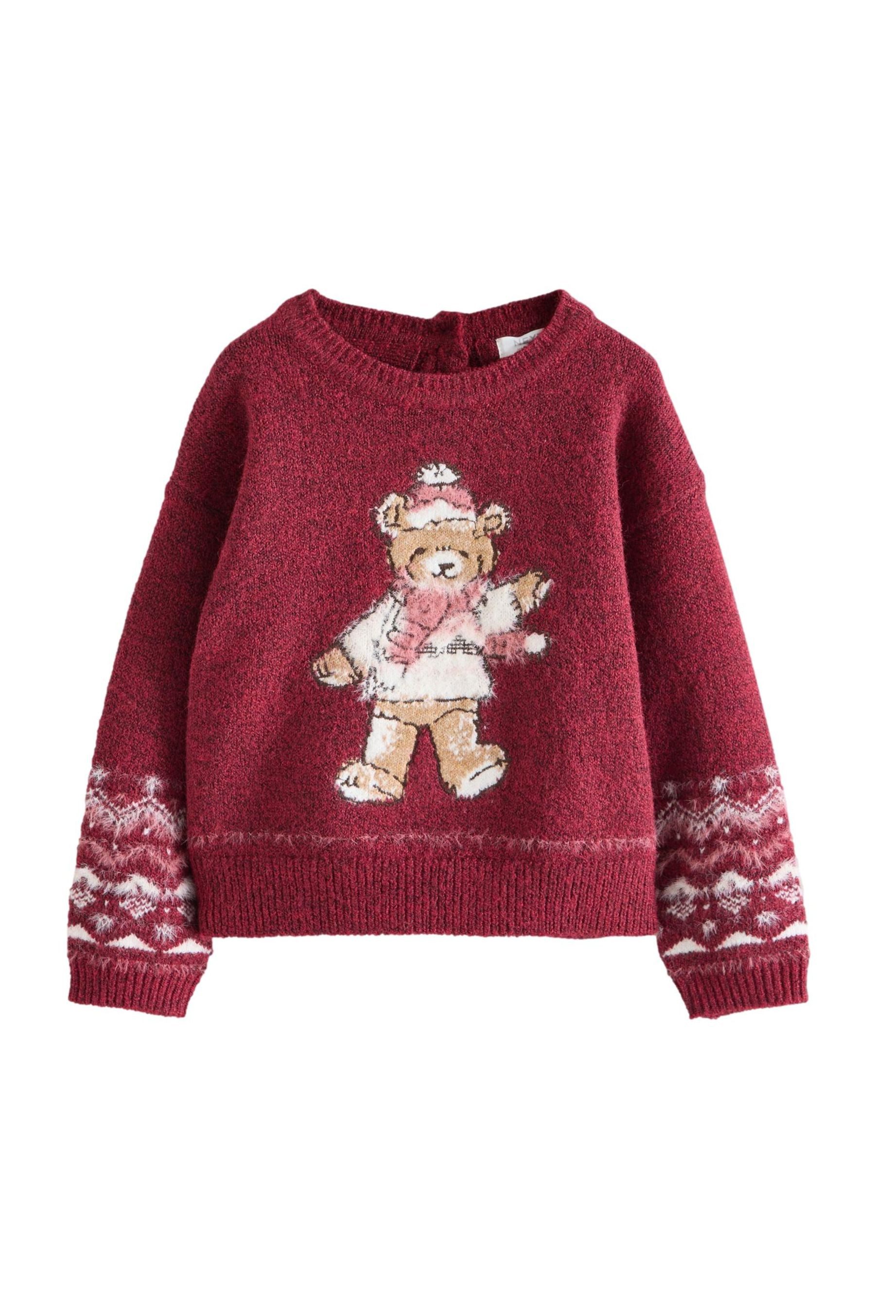 Rundhalspullover Pullover mit weihnachtlichem Bär