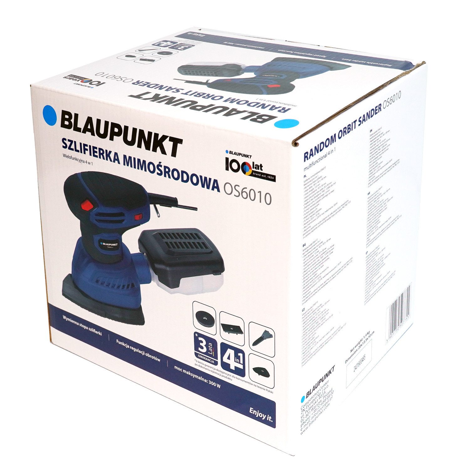 Blaupunkt Exzenterschleifer Schleifmaschine OS6010, max. 12000 U/min, austauschbare Schleiffüße, Oszillationsdurchmesser 1,8 mm