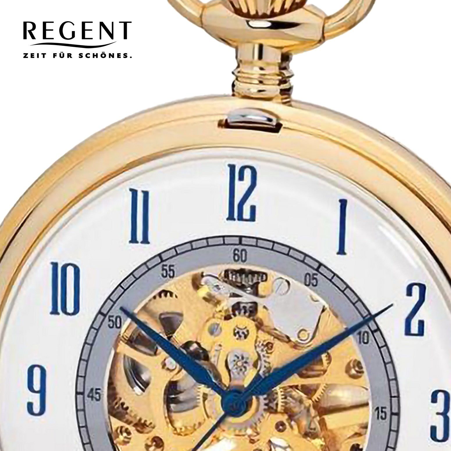Regent groß Metall, Regent Herren Taschenuhr 53mm), rund, Elegant gold Herren (ca. Taschenuhr extra Analog Gehäuse, Taschenuhr (Analoguhr),