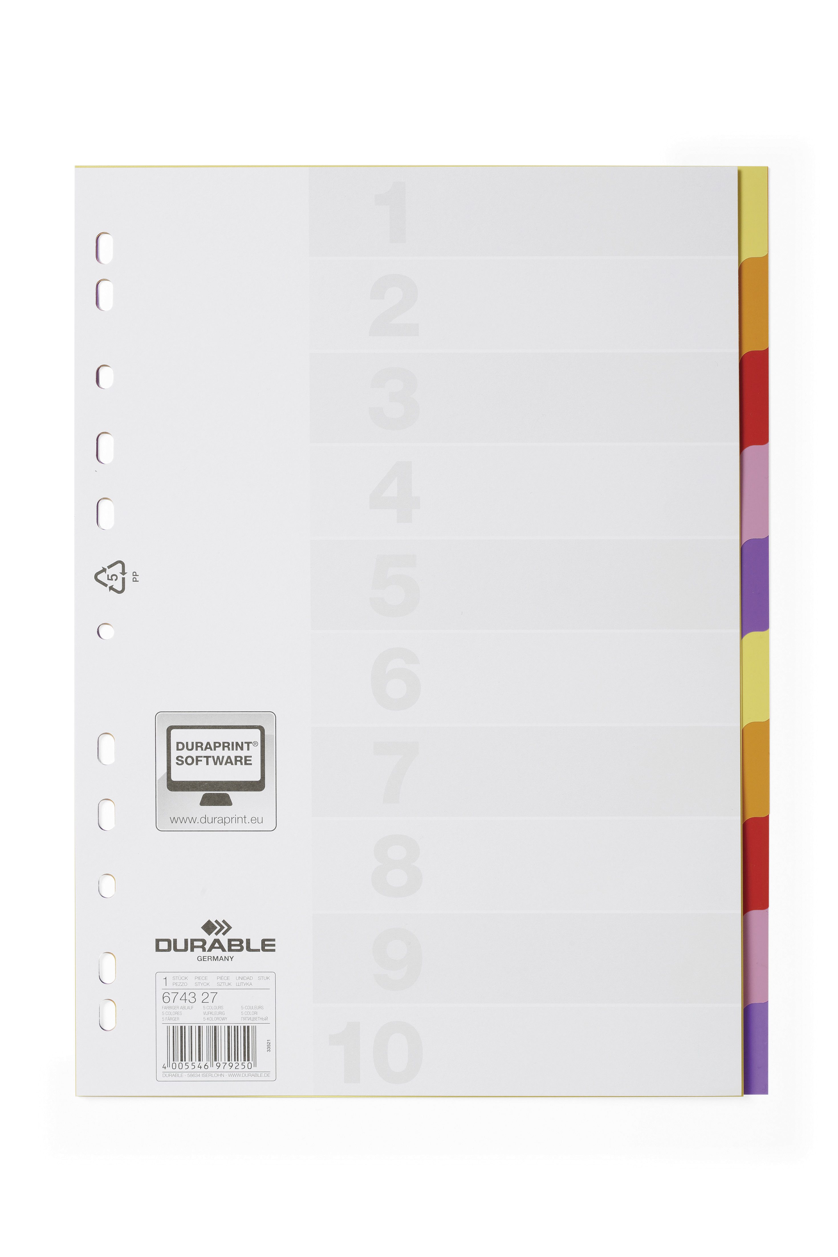 DURABLE Schultüte Register A4 10-tlg bunt VARICOLOR