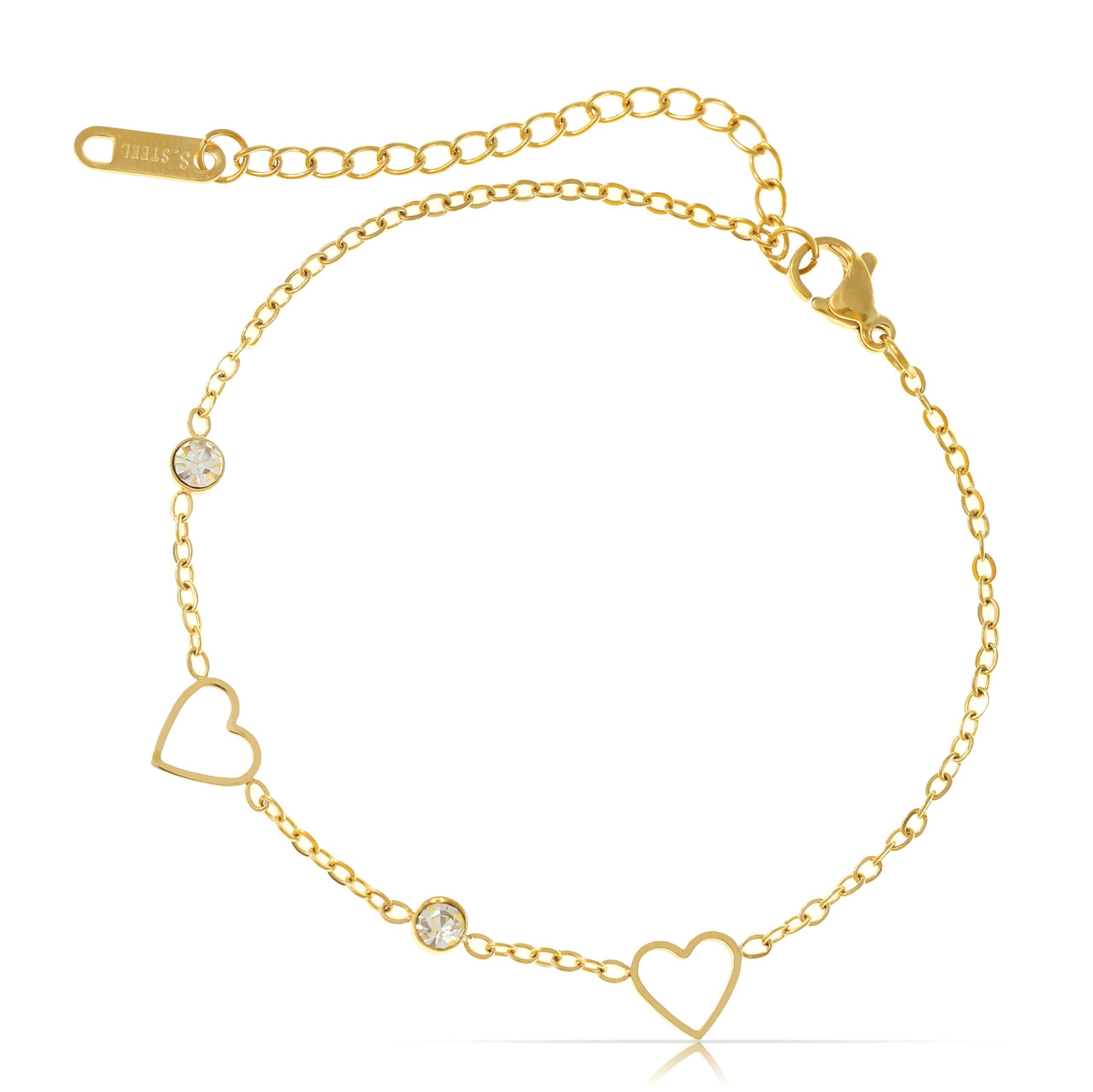Made by Nami Edelstahlarmband Damen Gold mit Perlmutt Herzen Anhängern aus günstig online kaufen