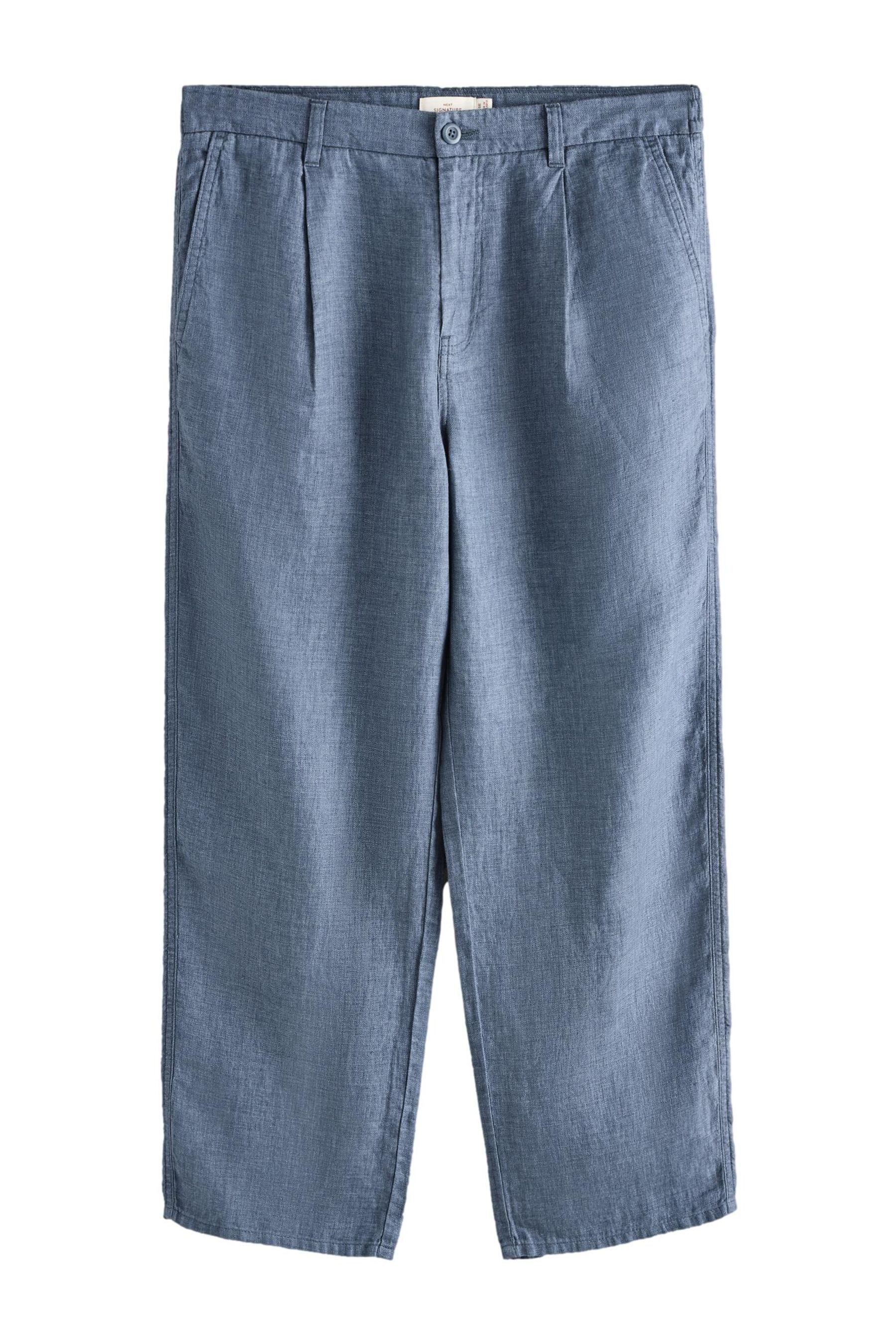 Leinenhose Signature Relaxed Fit Hose mit Fischgrätmuster