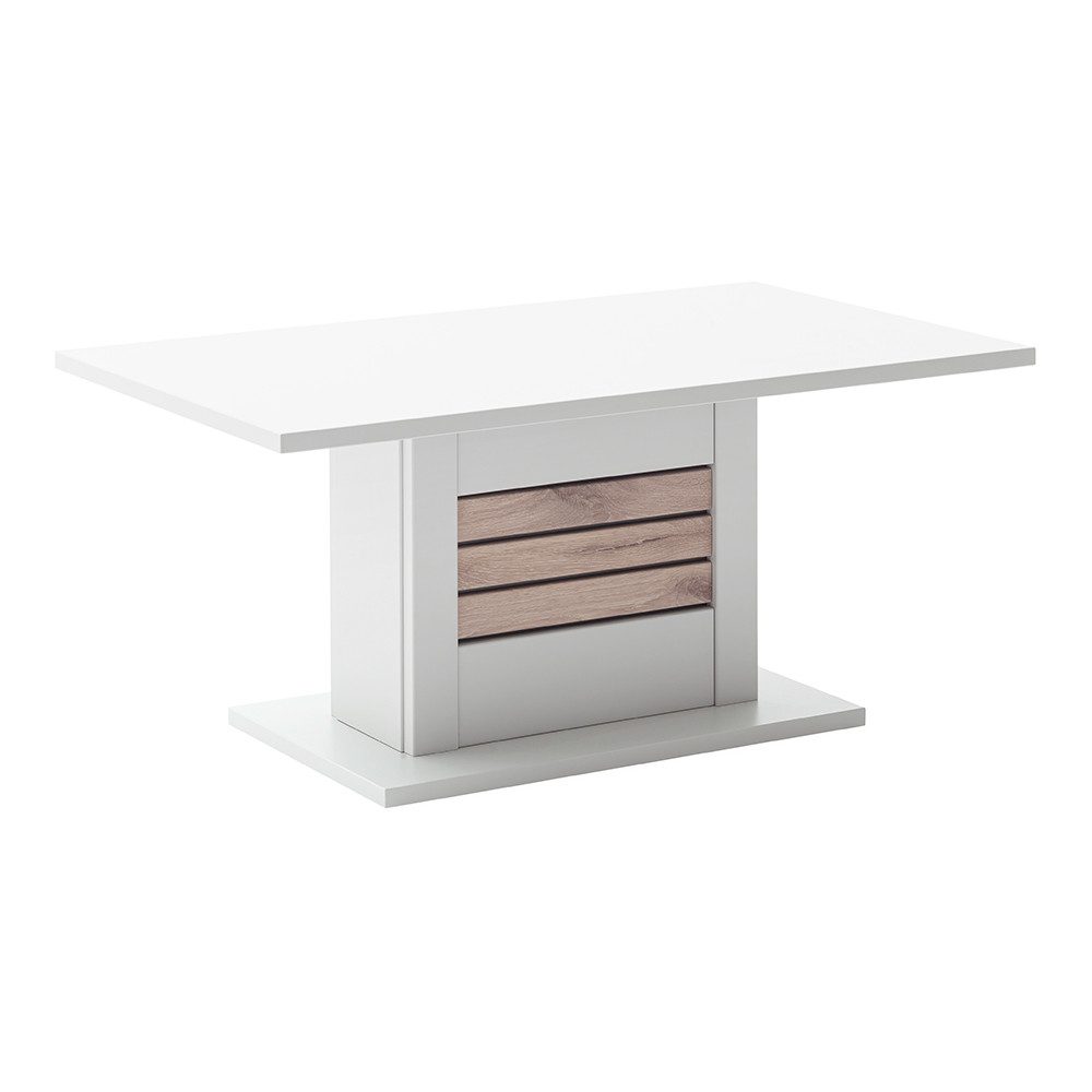 Lomadox Couchtisch LAUREANA-05, Sofatisch Wohnzimmertisch, weiß mit Eiche