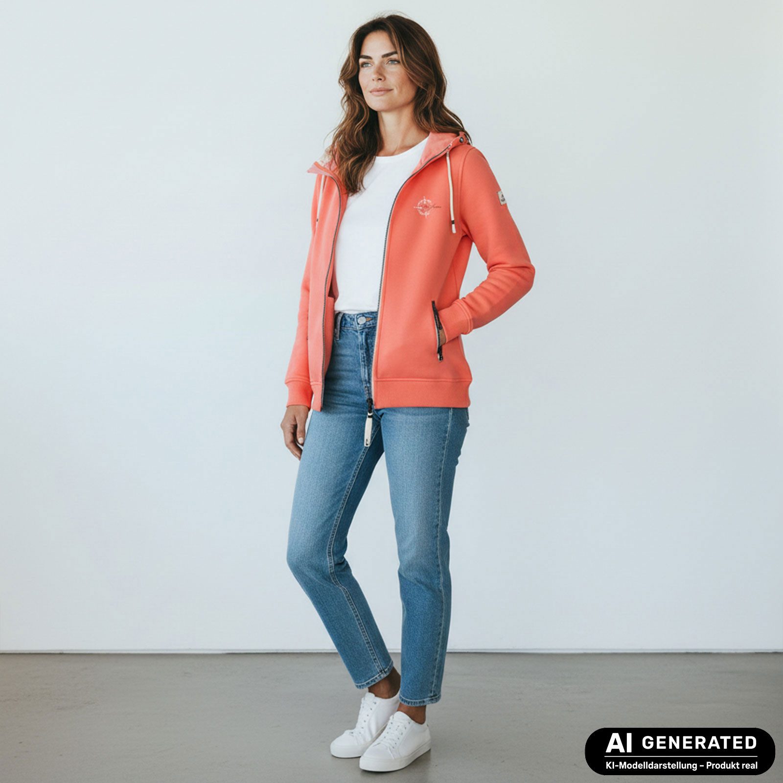 Dry Fashion Kapuzensweatjacke Juist Damen Sweatjacke Jacke mit Kapuze - Freizeitjacke Kapuzenjacke Verstellbare Kapuze, Frontreißverschluss, Reißverschluss-Seitentaschen