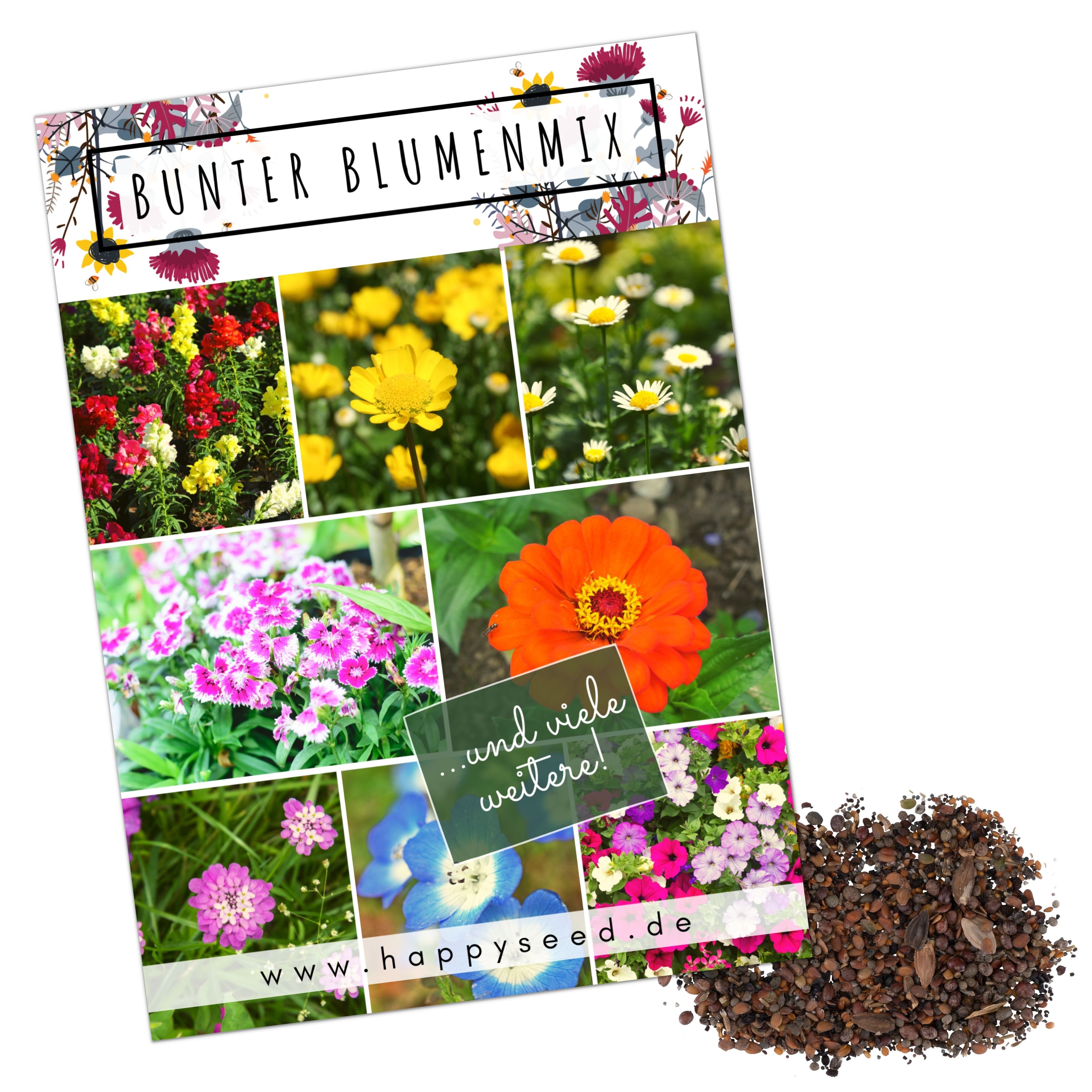 HappySeed Blumensamen Blumensamen Balkonkasten Mischung - Farbenfroher Blumen Mix, Blumen