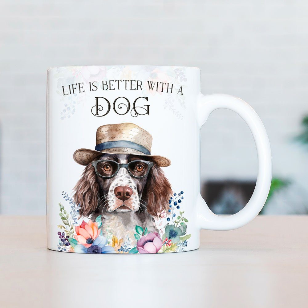 Cadouri Tasse KLEINER MÜNSTERLÄNDER - bedruckt, Geschenk, mit Hunderasse, beidseitig ml Keramik, Kaffeetasse handgefertigt, Hundefreunde, 330 für