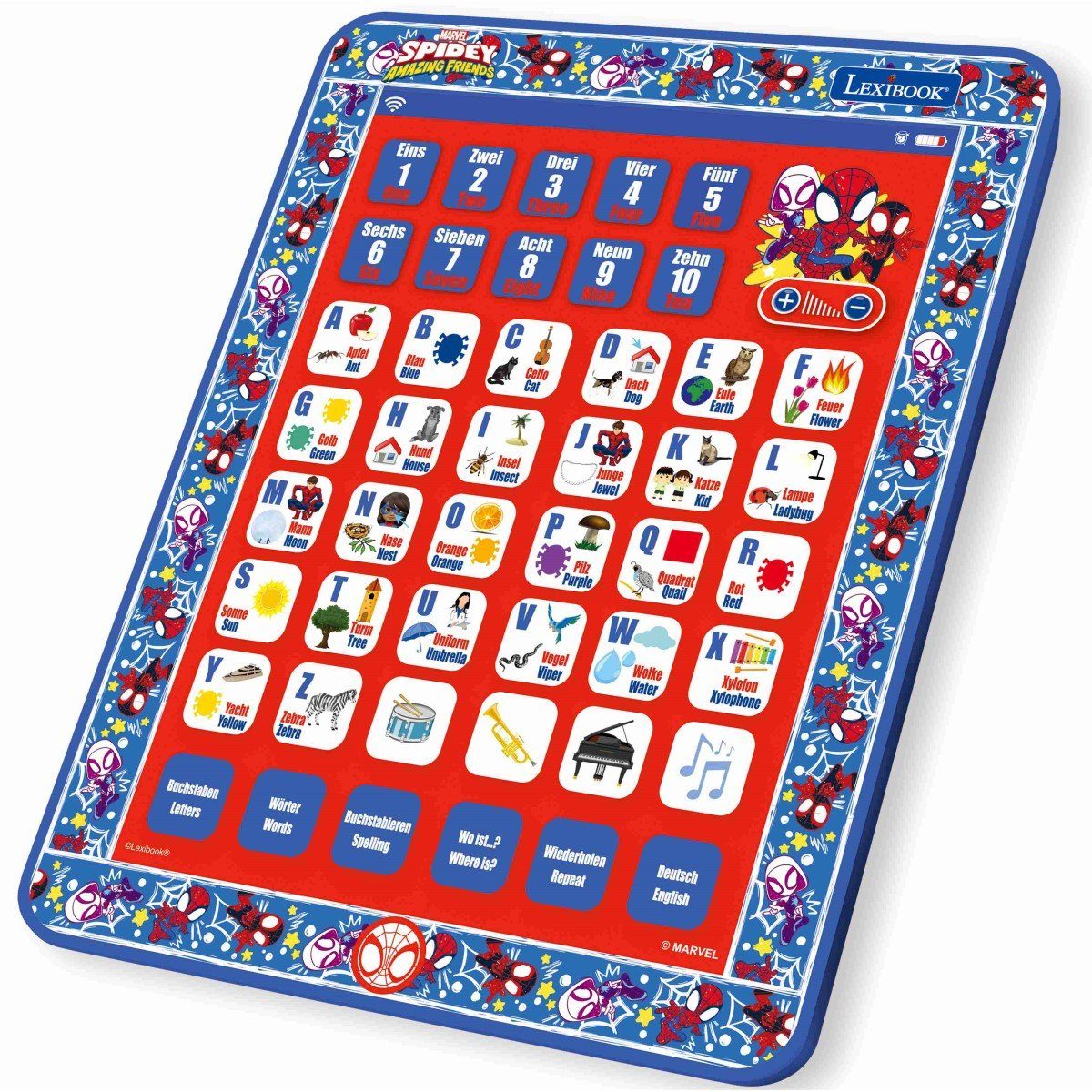 Lexibook® Lernspielzeug Spider-Man Bilinguales Lerntablett mit Alphabet