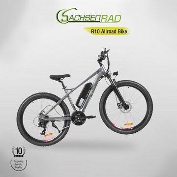 SachsenRAD E-Bike E-Bike Allroad Mountainbike R 10 27,5 Zoll Grau 21 Gang, 21 Gang, Kettenschaltung, Bürstenlos, Herausnehmbarer Akku