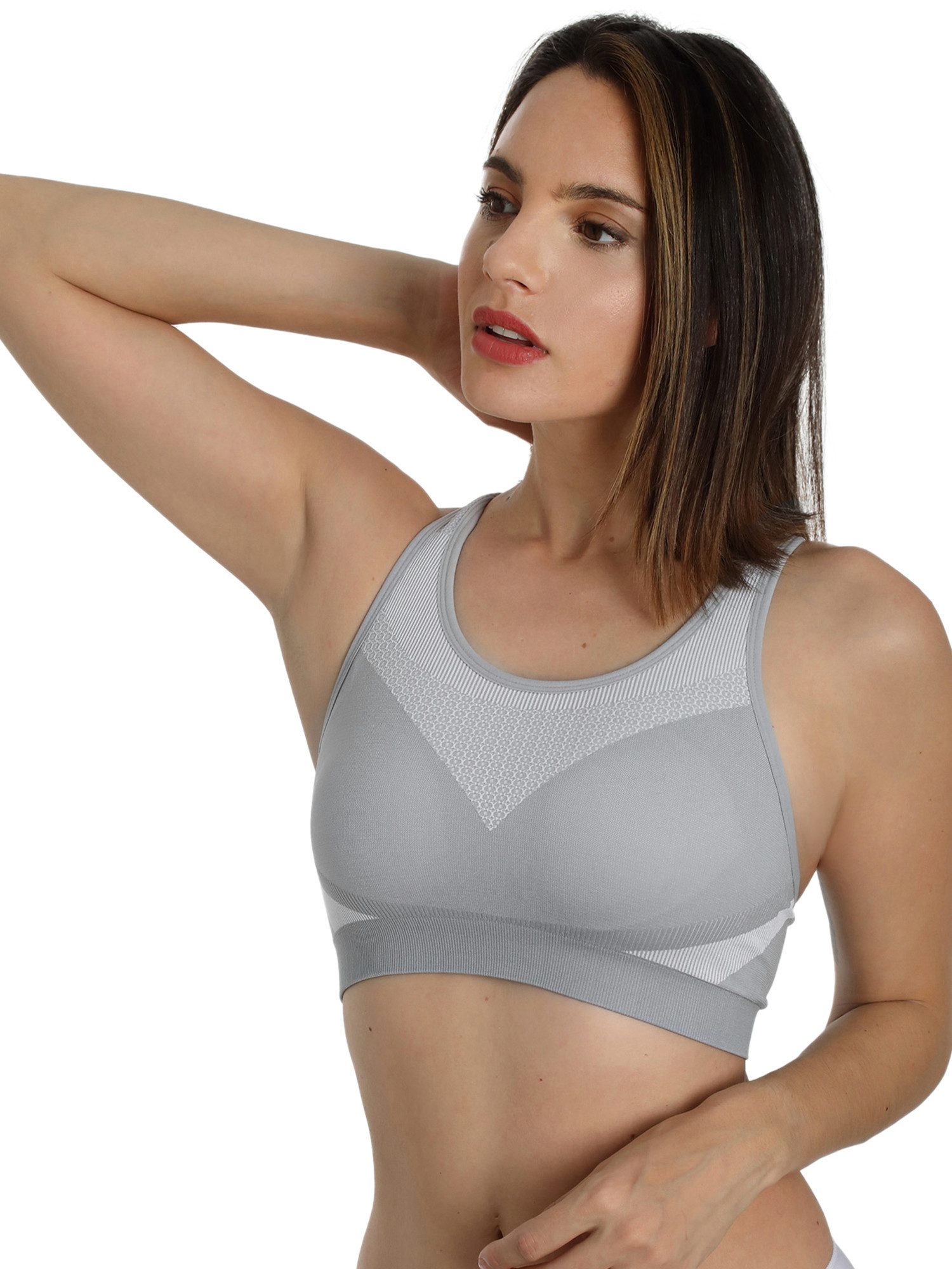 Sassa Sport-BH Sport-BH SPORTS BRAS GLOBAL RECYCLING (Spar-Set, 2-tlg) herausnehmbaren Schalen, Sport-Bustier, Racerback-Design