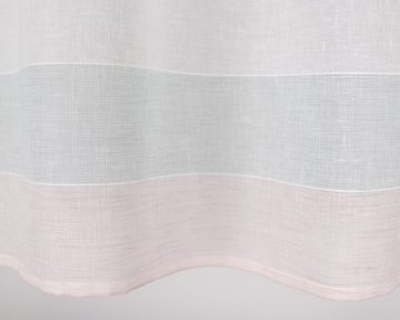 Scheibengardine Scheibengardine Bistrogardine Küchengardine 4022 Wollweiß Rosa Mint 50x140 cm mit 10 Schlaufen Leinenoptik, EXPERIENCE, Schlaufen (1 St), halbtransparent, Batist, Batiststore