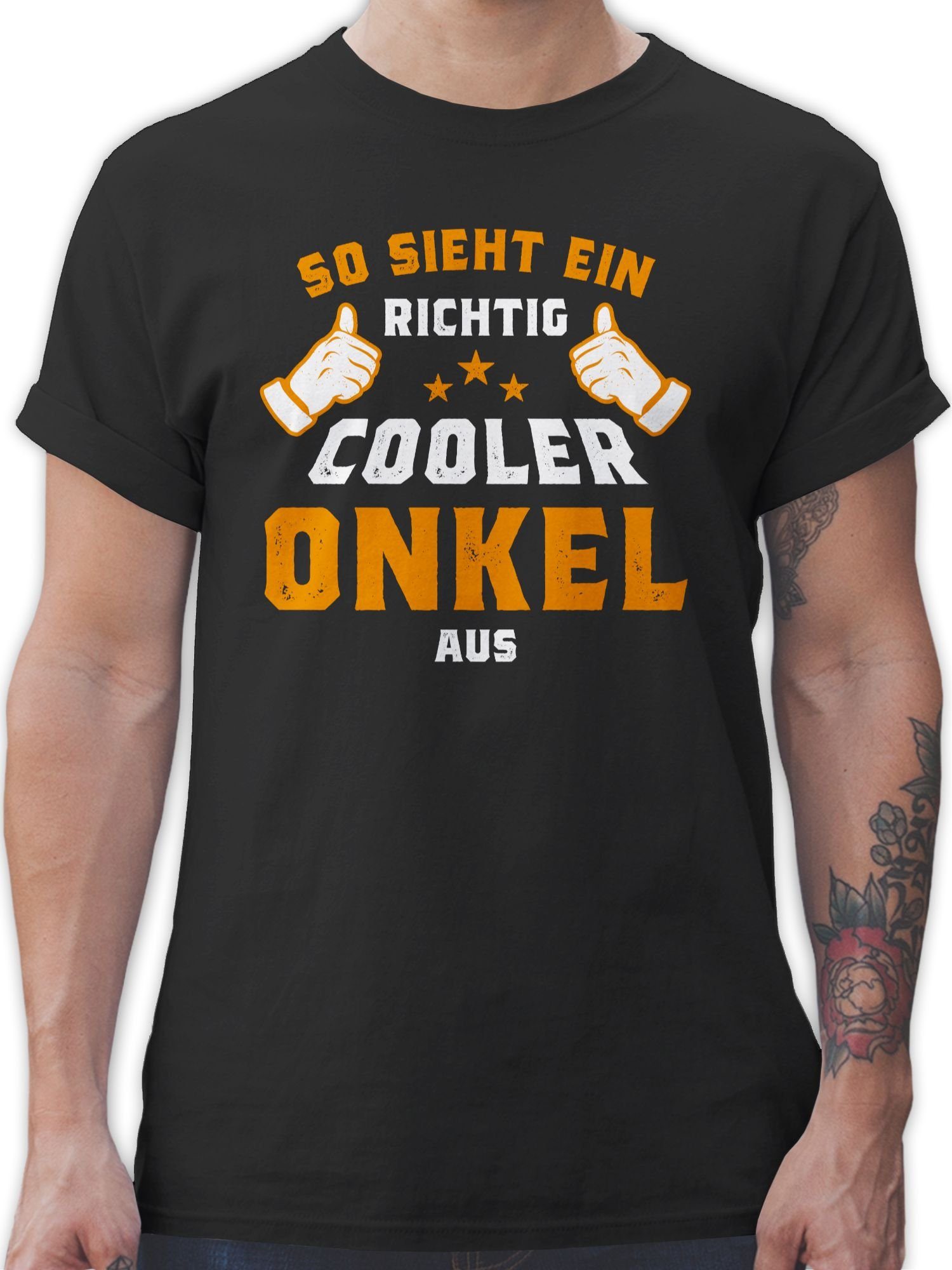 Shirtracer T-Shirt So sieht ein richtig cooler Onkel aus Orange Bruder und Onkel Geschenk 01 Schwarz