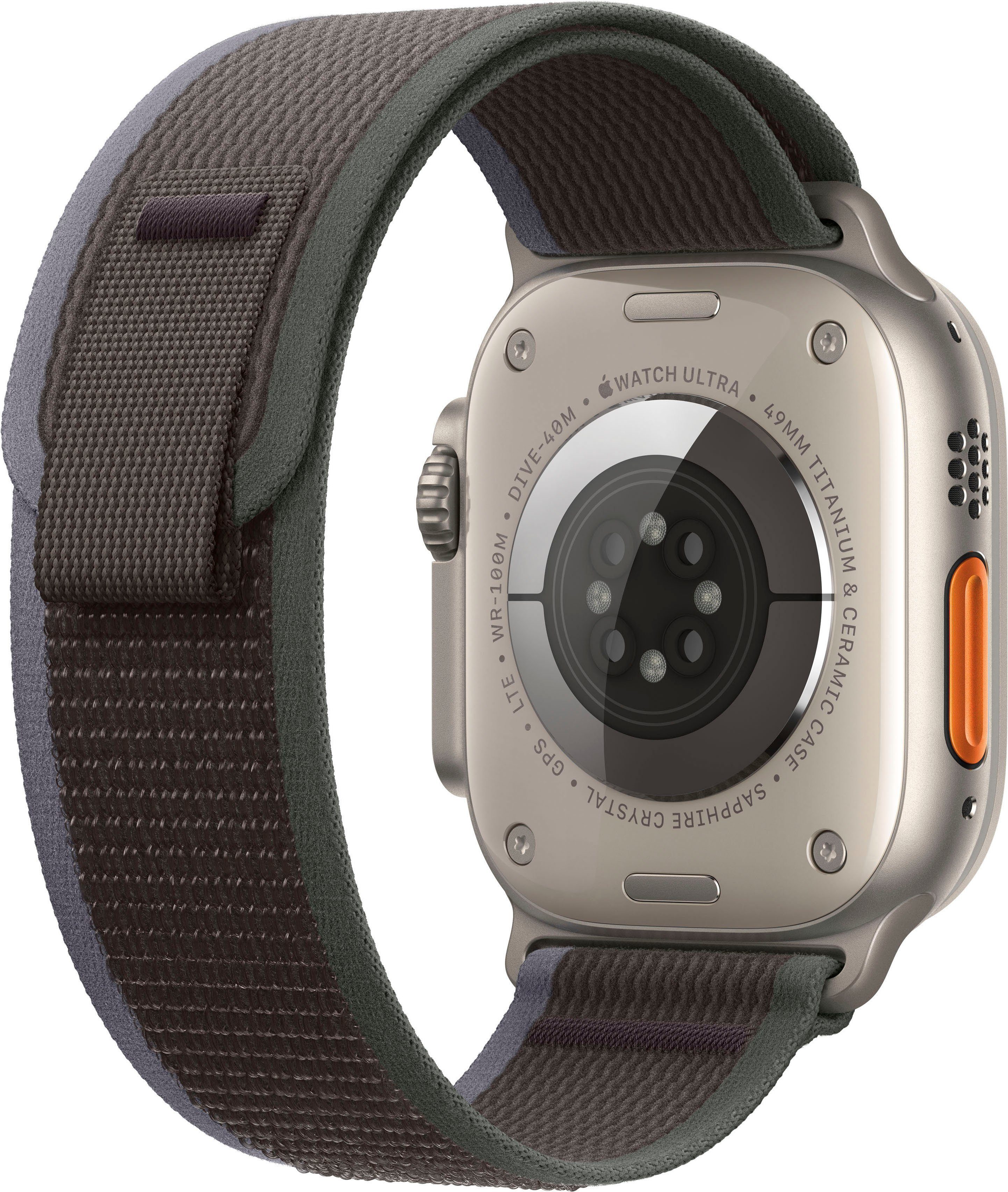 Apple Watch Ultra 49 OS M/L mm Zoll, + Cellular Loop 2 (4,9 Watch Titanium/Blue/Black Titanium Smartwatch Trail cm/1,92 10), GPS