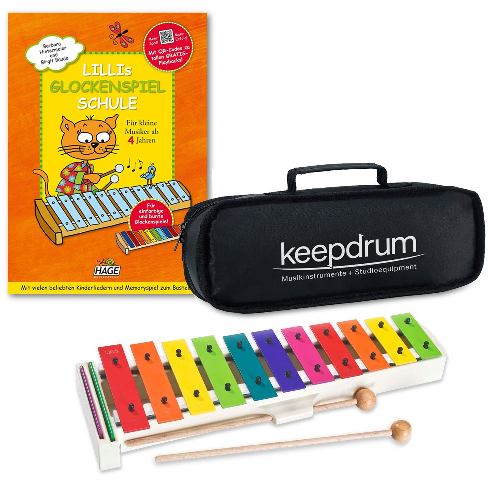 SONOR Glockenspiel Sonor Glockenspiel BWG Boomwhackers mit Tasche und Notenheft,Glockenspiel BWG, Tasche blau, Notenheft, Glockenspiel mit Tragetasche und Notenheft