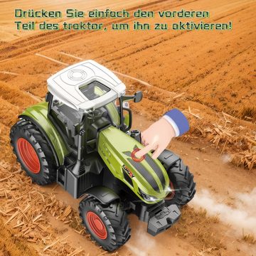 Esun Spielzeug-Traktor Traktor Spielzeug ab 3 4 5 Jahre, Bauernhof Spielzeug ab 3 Jahre, (Set, Komplettset), 5-teiliges Kinder Traktor Spielzeug mit Sound und Licht