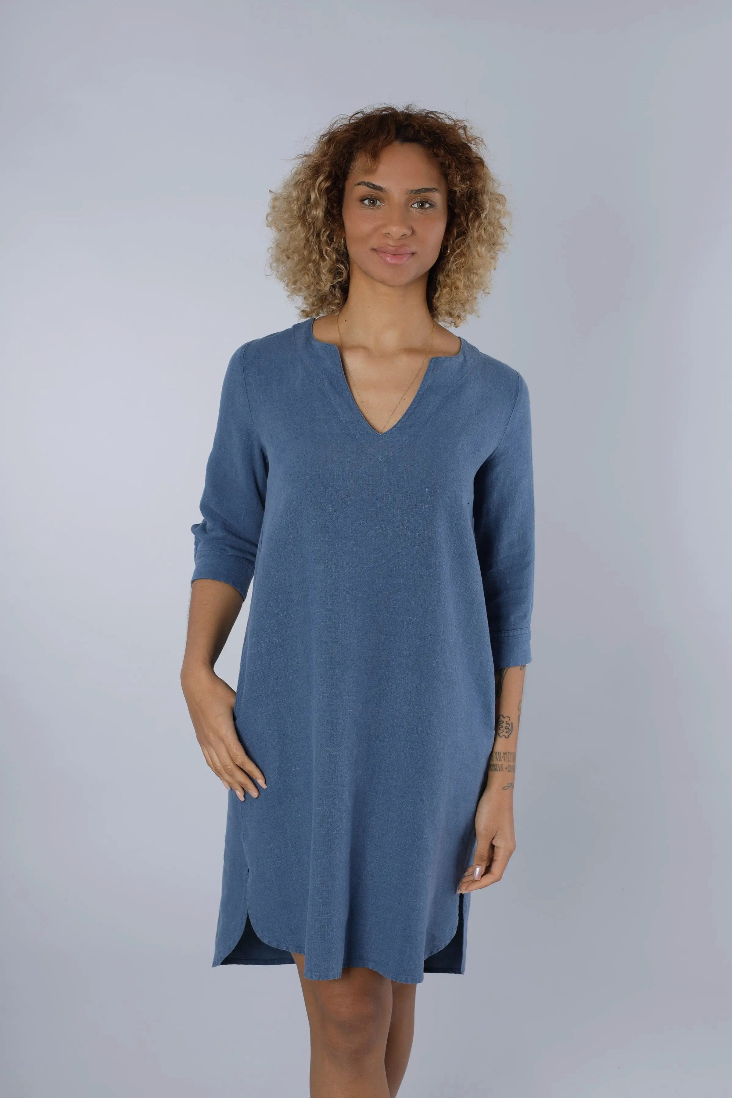 NADINE H Sommerkleid Leinenkleid BLUE