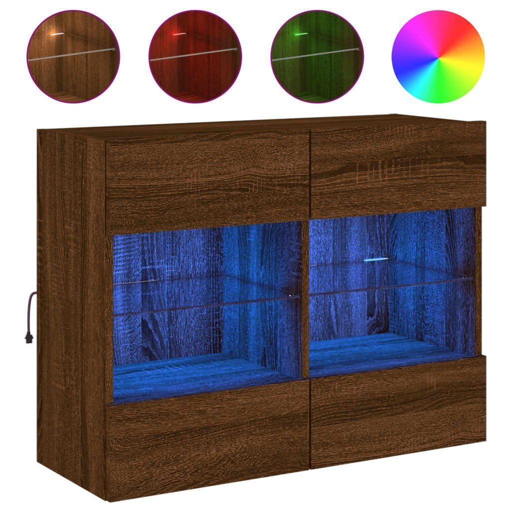 vidaXL TV-Wand TV-Wandschrank mit LED-Leuchten Braun Eichen-Optik, (1-St)
