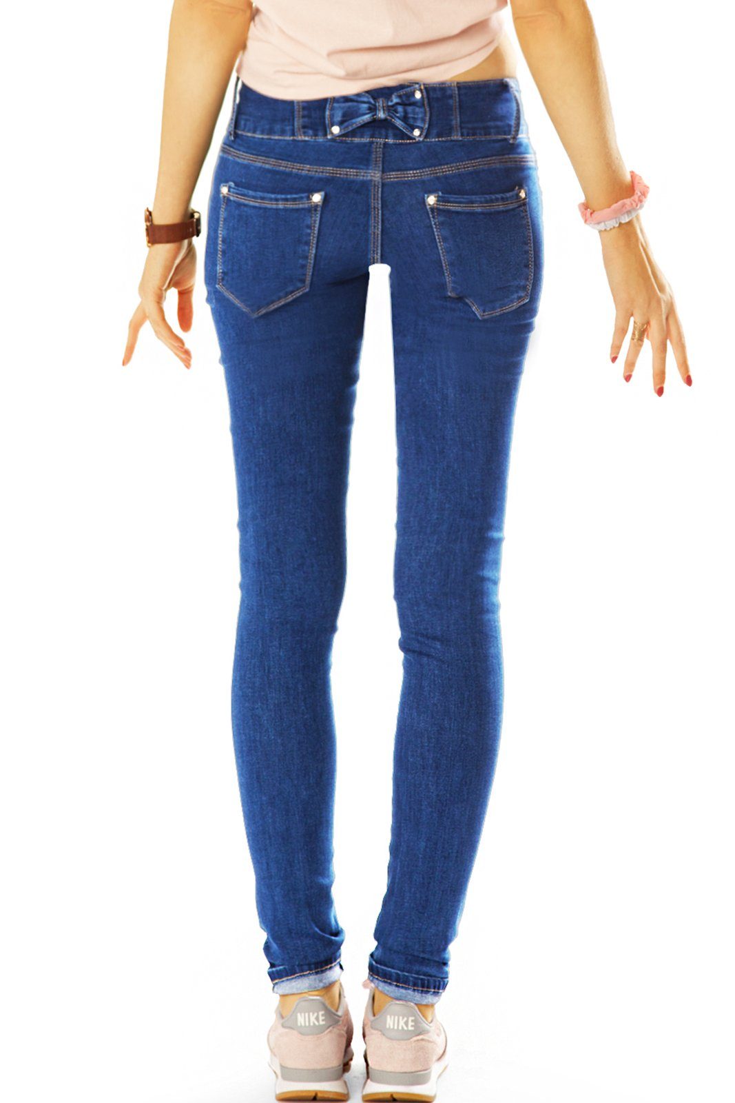 Hose Waist - Hüftjeans styled - Röhrenjeans 5-Pocket-Style Low Low-rise-Jeans be j3e-1 Damen Skinny