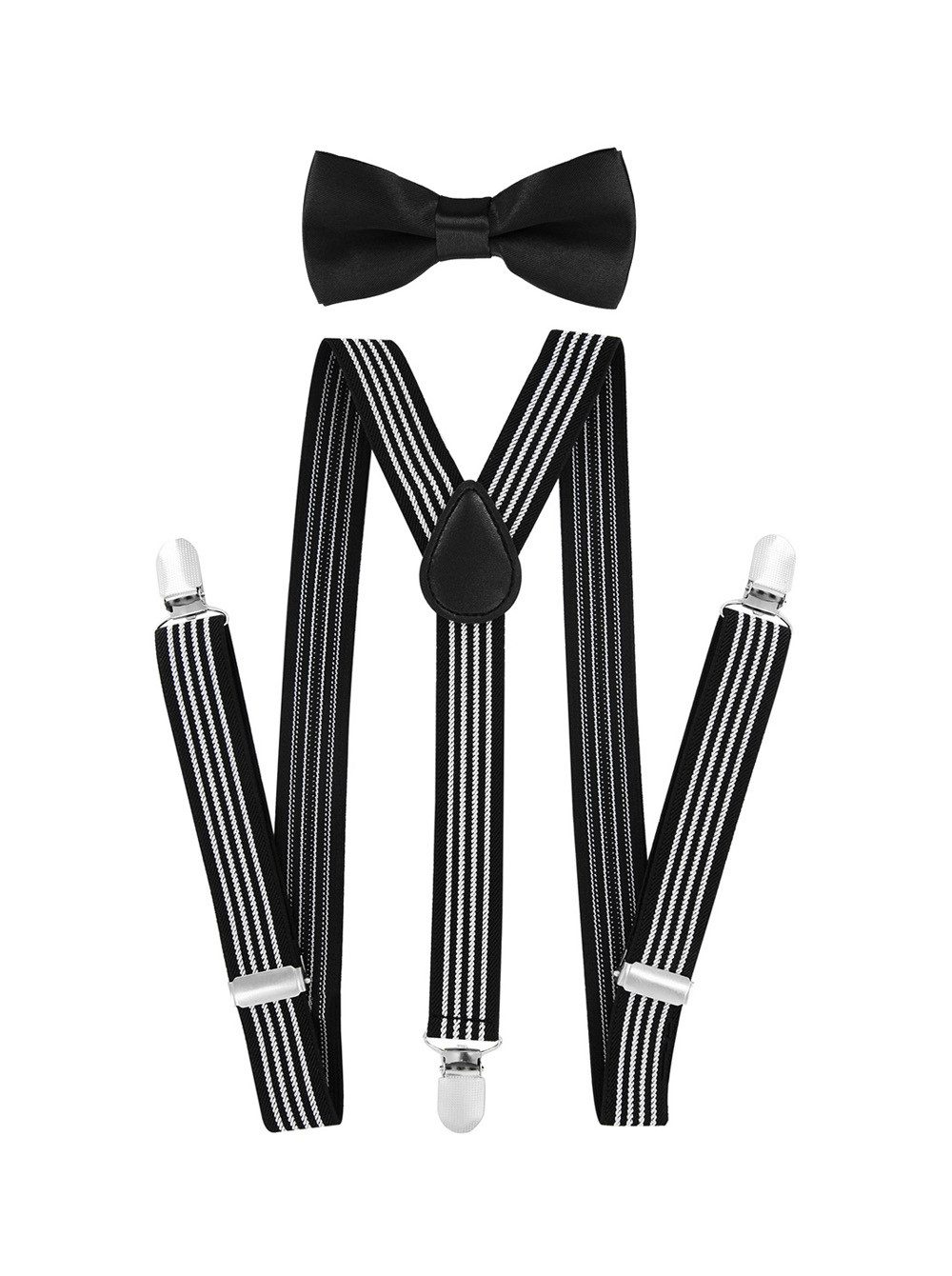 axy Hosenträger Kinder Jungen Hosenträger und Fliege set für Kinder 7-12 Jahren (2-St., 2er Set) Hosenträger mit farblich passender Fliege, verstellbar und elastisch