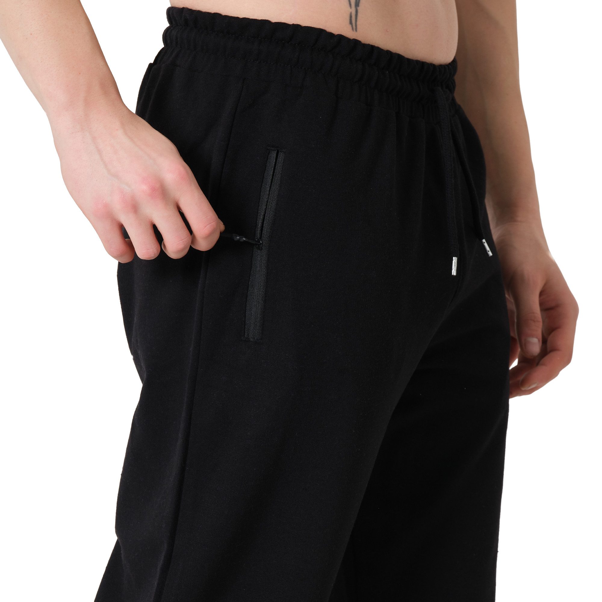 S&S Jogginghose Herren Sweathose aus Baumwolle Sommer (Packung, 1-tlg., Herren Jogginghosen) moderne Sweathose Trainingshose gerader Beinabschluss - Reißverschluss