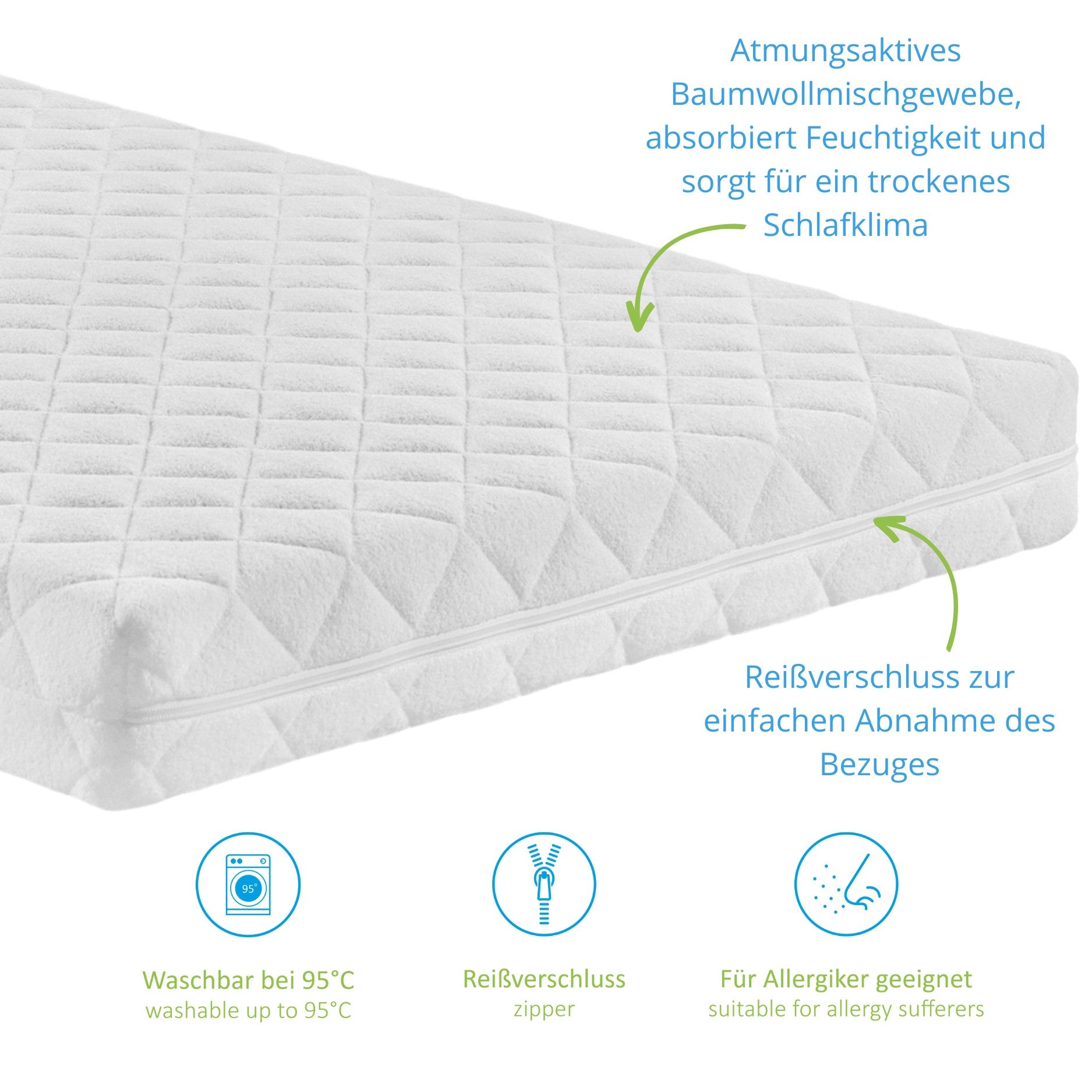 Babymatratze Little Dreams, Bodyprotect, 9 cm hoch, Made in EU – Bild 5 von 5