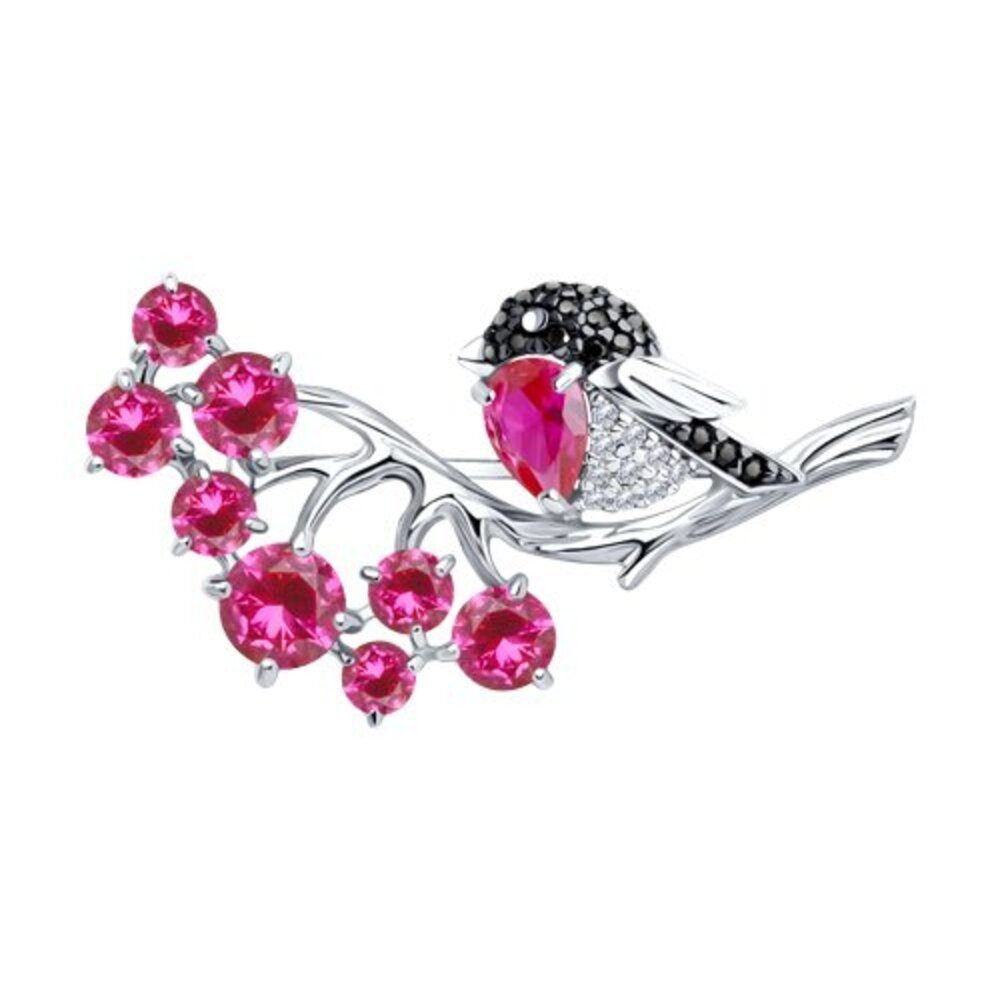 Secretforyou Brosche Brosche Anstecknadel 925 Silber Wimper Korund Zirkon, 925 Sterling Silber