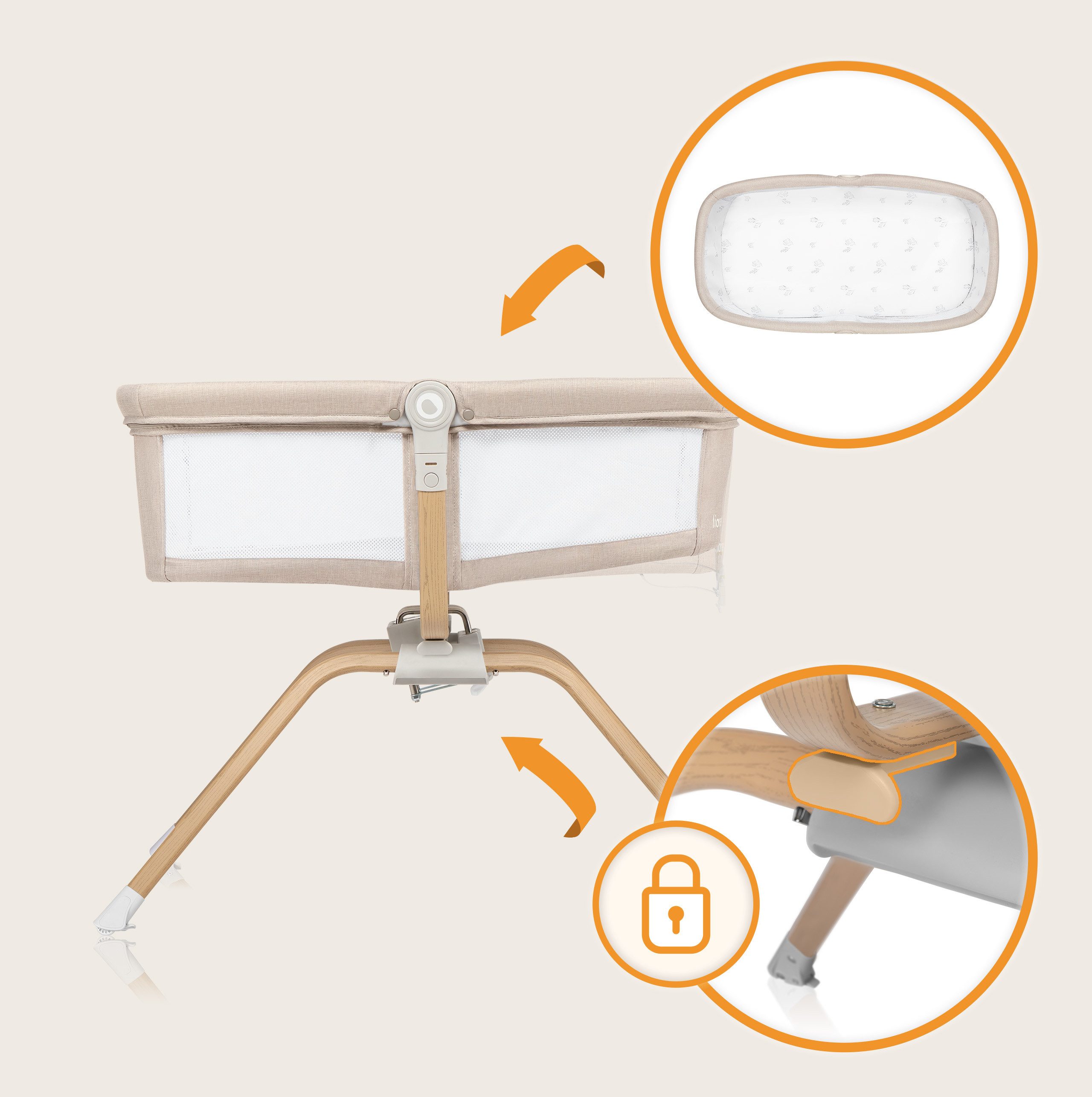 lionelo Baby-Reisebett MALIN EVO, 0 bis 9 kg - Matratze - nur 7 kg