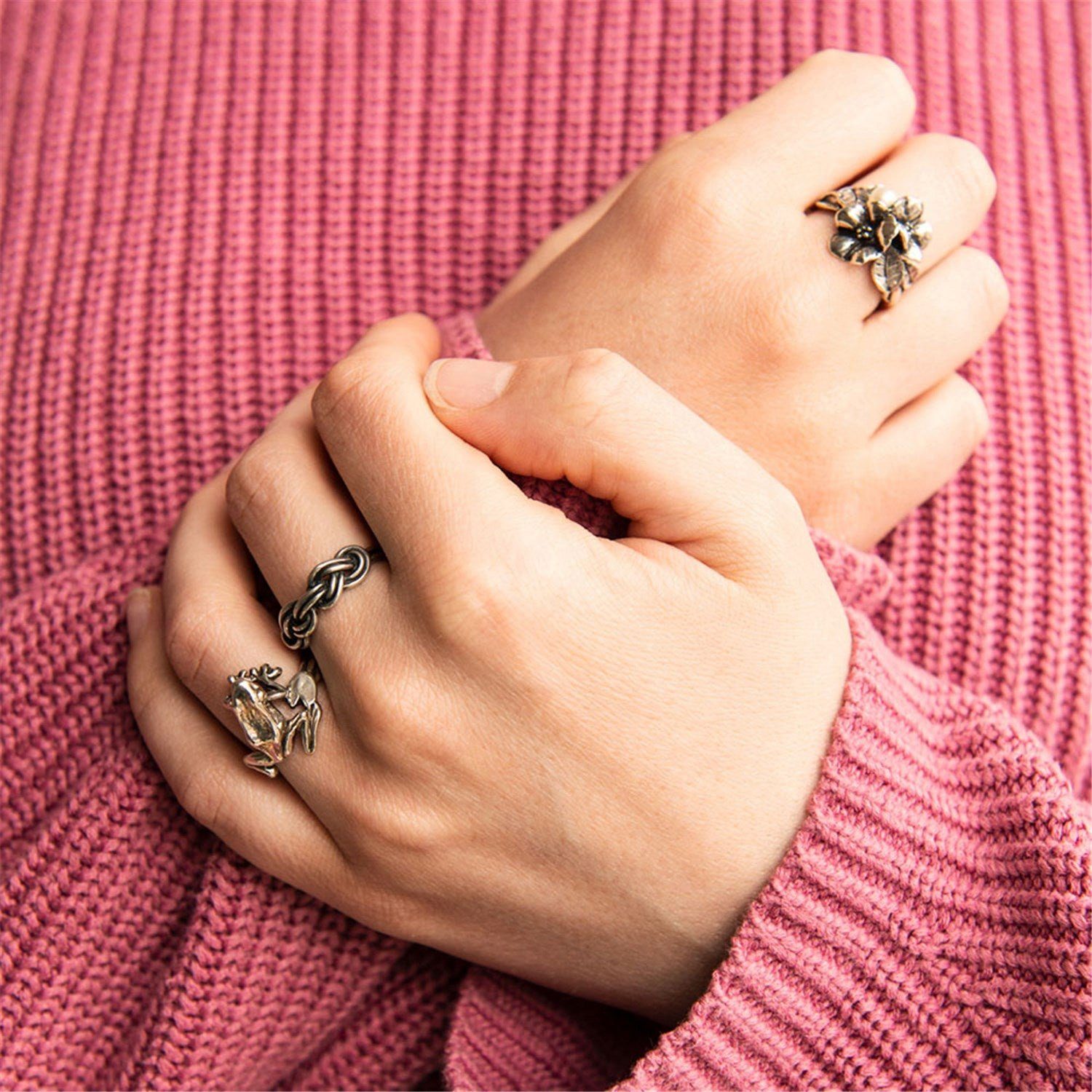 Trollbeads Fingerring Weißdorn mit Perl... Trollbeads Fingerring Weißdorn mit Perl...