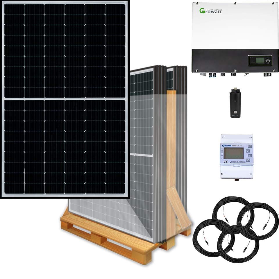 Lieckipedia 4600 Watt Hybrid Solaranlage, Basisset einphasig inkl. Growatt Wechsel Solar Panel, Black Edition