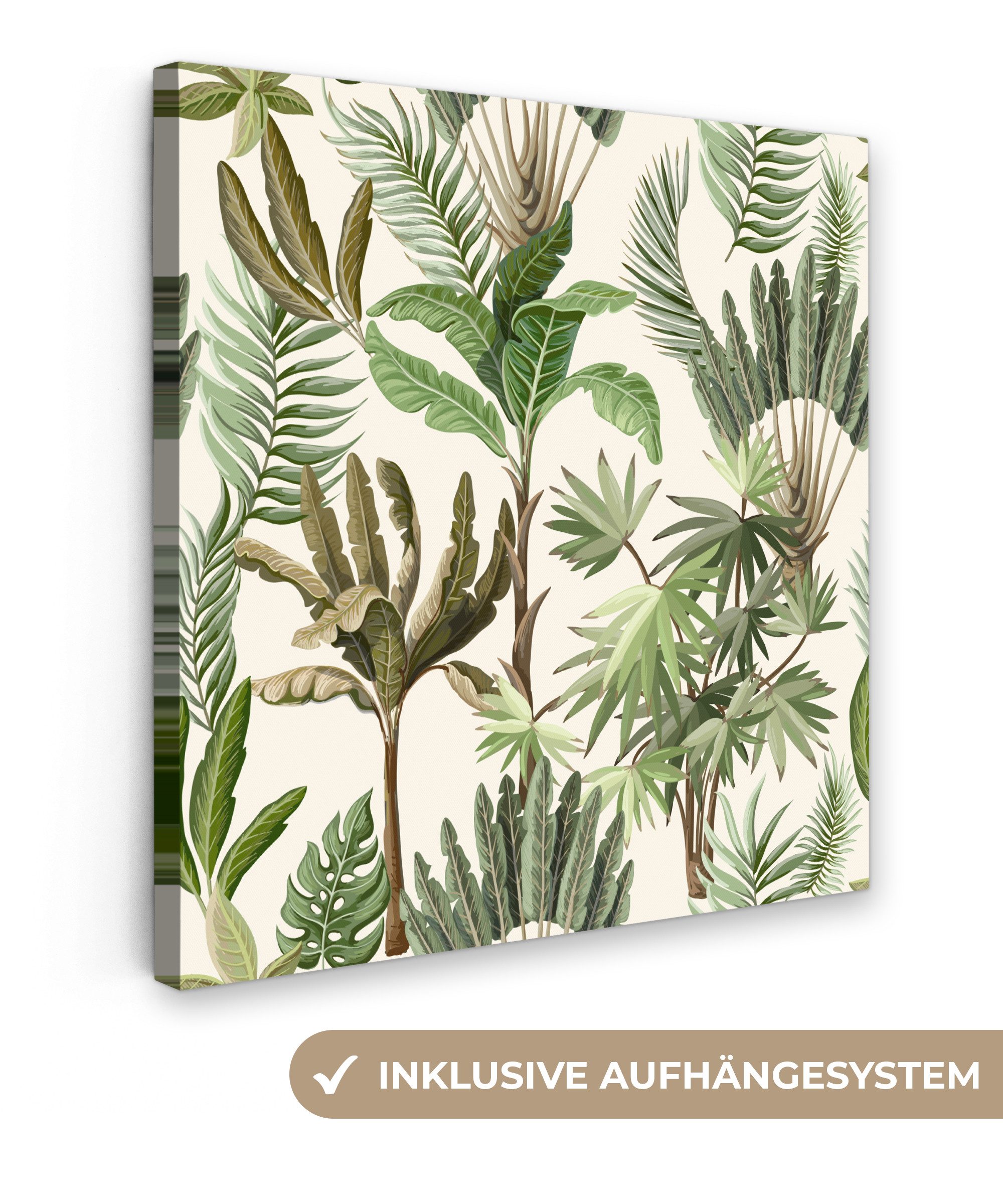 OneMillionCanvasses® Leinwandbild Dschungel - Palme - Bananenstaude - Kinder - Natur - Pflanzen, Fotodruck (1 St), Wandbild, Deko Schlafzimmer Wohnzimmer Flur 20x20 cm