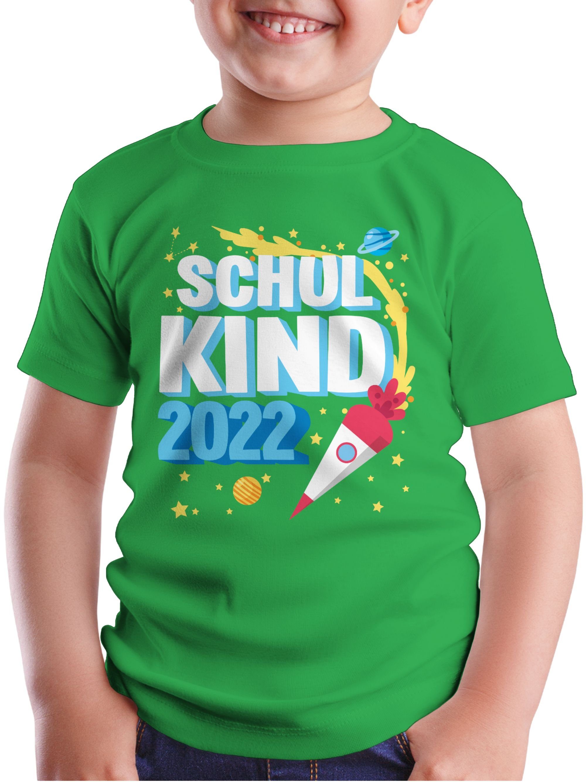 Kinder Kids (Gr. 92 - 146) Shirtracer T-Shirt Endlich Schulkind 2022 mit Rakete und Sternen - bunt - Schulkind Einschulung und S