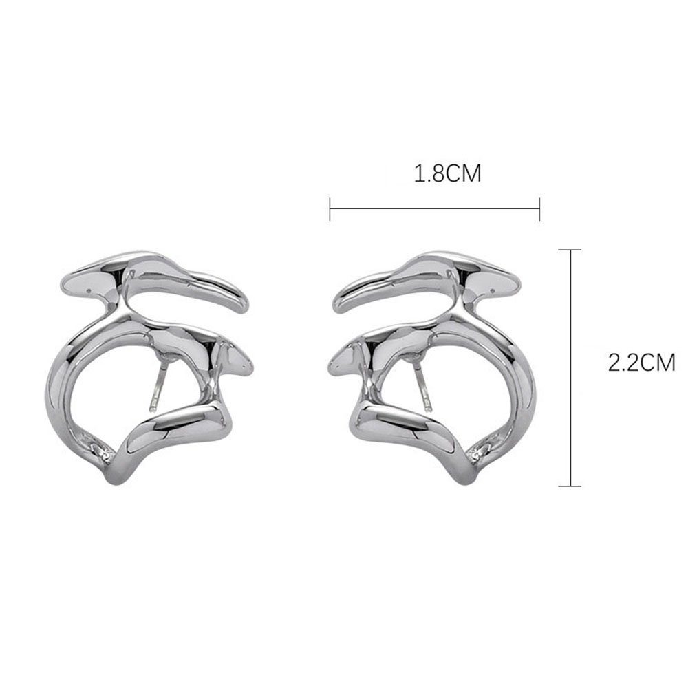 Paar Unregelmäßige Geometrische Punk Ohrhänger Ohrringe S925 Haiaveng Silber (2-tlg) Ohrringe