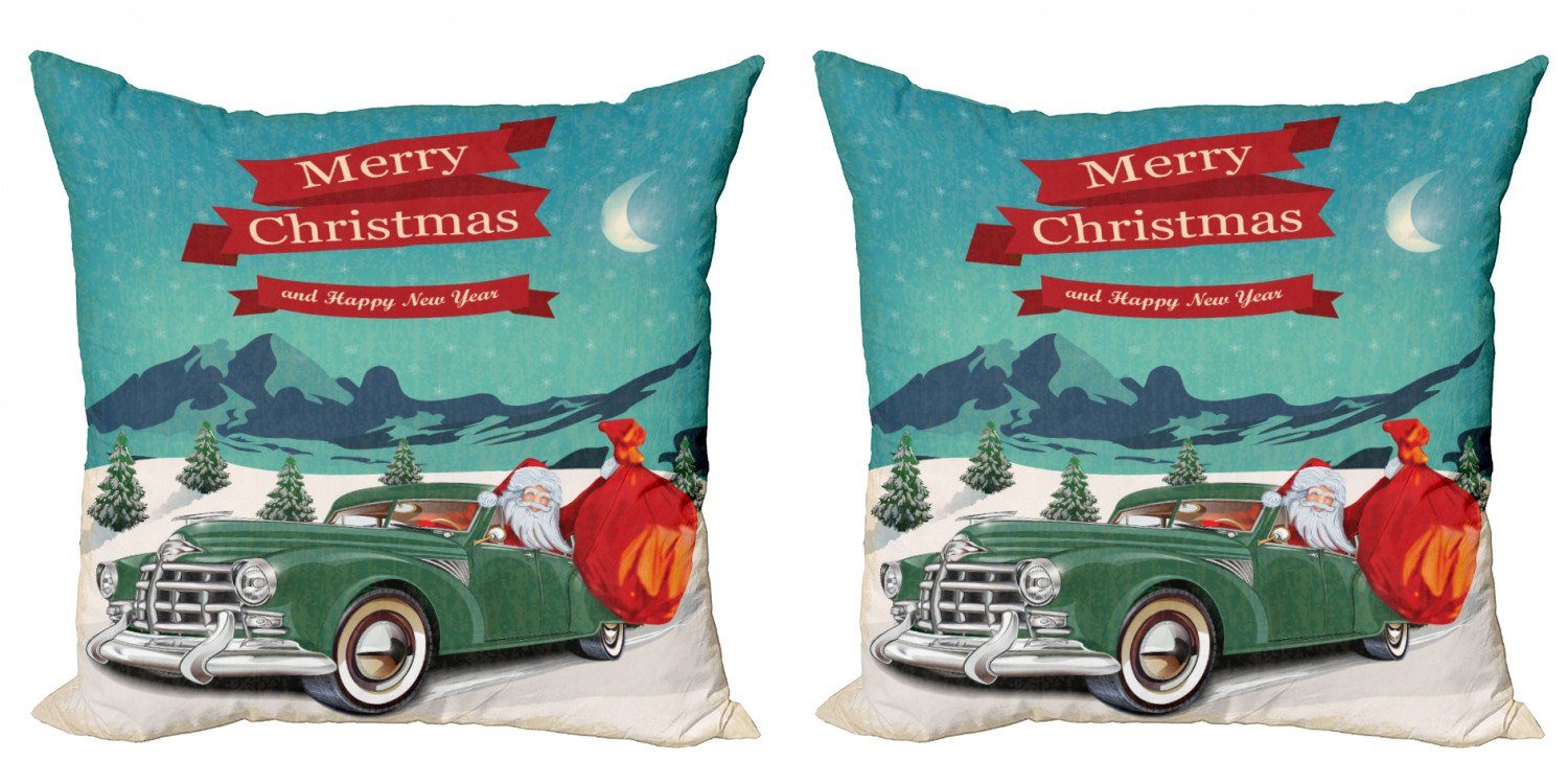 Kissenbezüge Modern Accent Doppelseitiger Digitaldruck, Abakuhaus (2 Stück), Weihnachten Sankt in der Classic Car