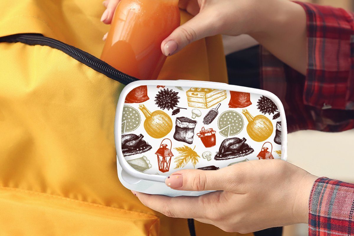 MuchoWow und Kinder weiß Kunststoff, Mädchen Brotdose, Erntedankfest für - für Abendessen, und Erwachsene, Jungs (2-tlg), Lunchbox Brotbox