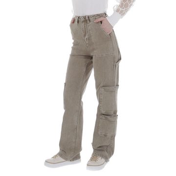 Ital-Design Cargohose Damen Freizeit (86359000) Used-Look Stretch Stoffhose in Hellgrün