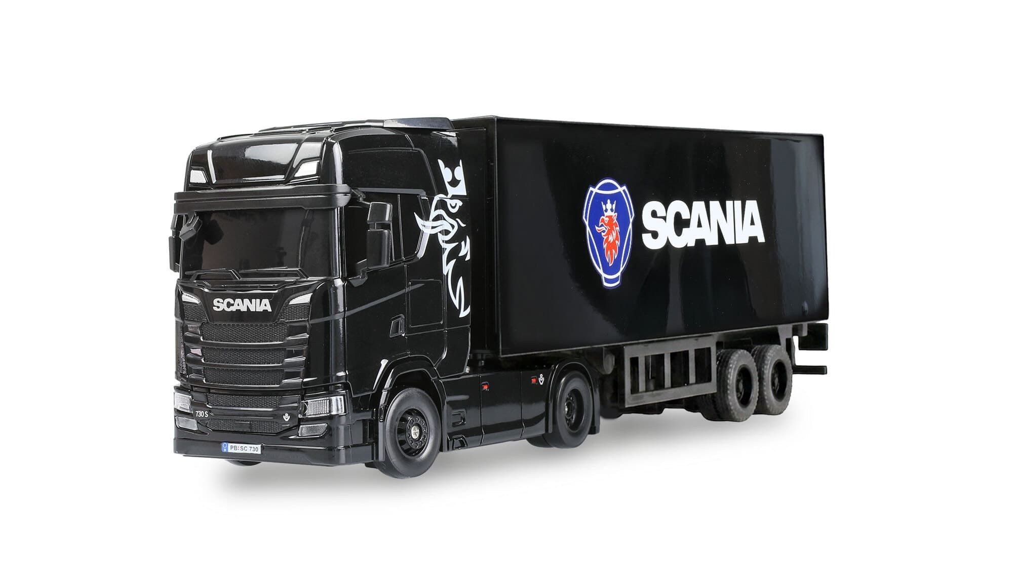 Amewi RC-Truck Amewi Mini Scania 730 S 1:64 RC Truck 4WD Gyro LED RTR Schwarz 22785