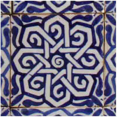 Casa Moro Keramik Wandfliese Marokkanische Fliese Farah 10x10 cm kunstvoll von Hand bemalt, Blau und Weiß, Kunsthandwerk aus Marokko FL7050