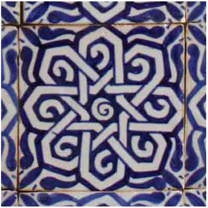 Casa Moro Wandfliese Marokkanische Fliese Farah 10x10 cm kunstvoll von Hand bemalt Kunsthandwerk aus Marokko FL7050 Blau und Weiß