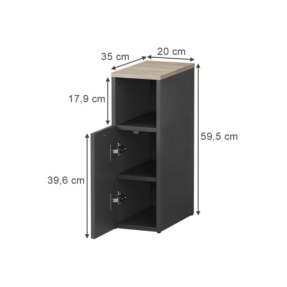 Vicco Nachtschrank Enton, Anthrazit/Sonoma, 20 x günstig online kaufen