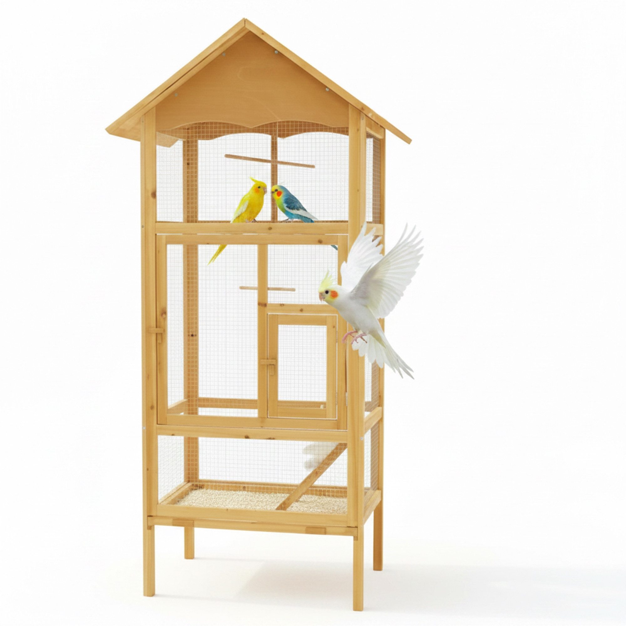 Mucola Vogelhaus Vogelvoliere Holz Vogelkäfig Käfig Papageienkäfig M02 Außenvoliere, Imprägniert und verzinkt