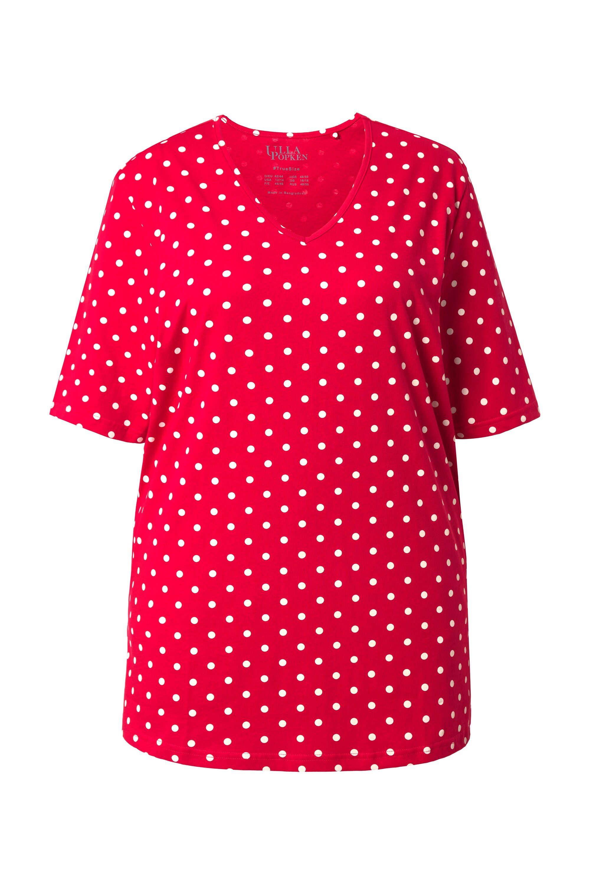 Ulla Popken T-Shirt T-Shirt Punkte Relaxed V-Ausschnitt Halbarm günstig online kaufen