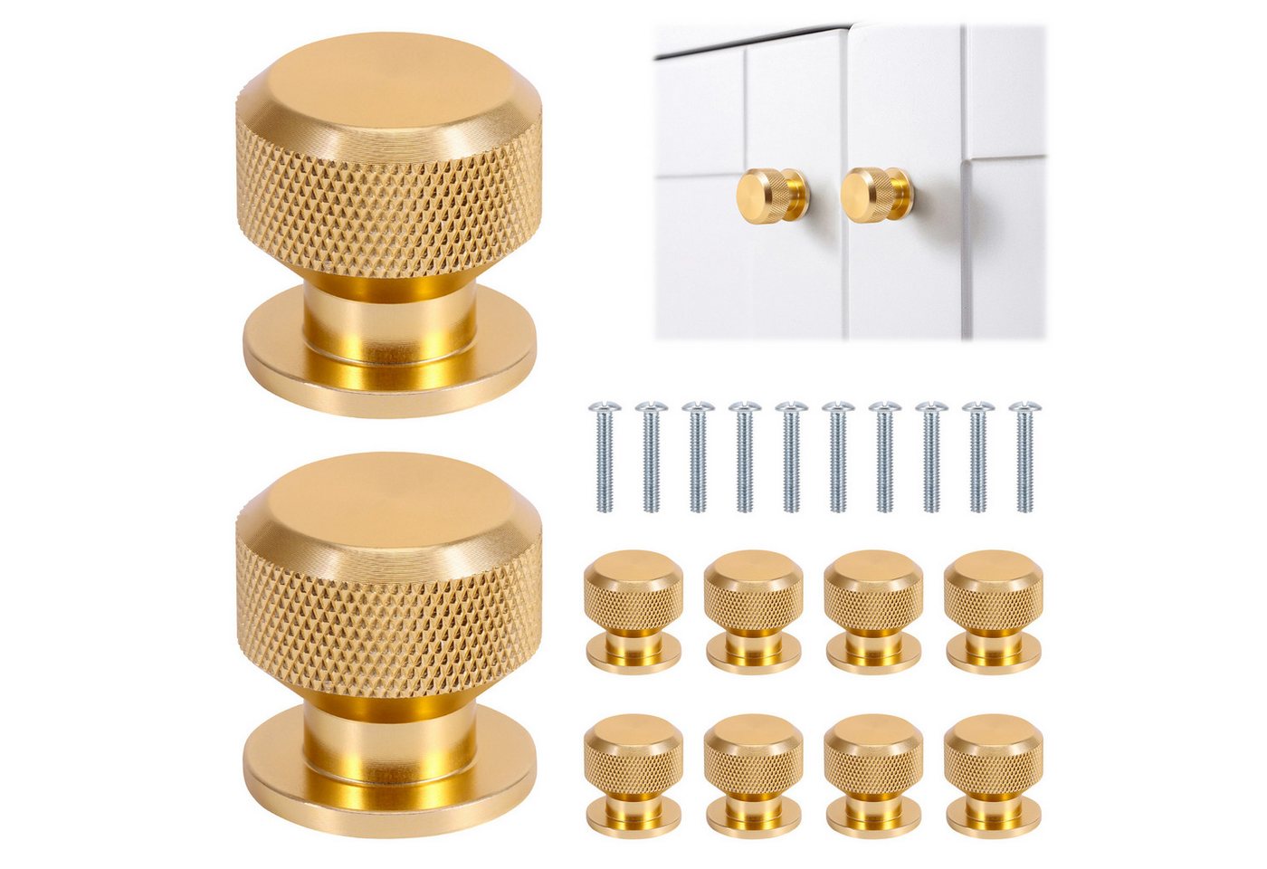 BlingBin Möbelknopf 10 Stück 30mm Aluminiumlegierung Möbelknöpfe Schrankknöpfe (10 Stück, 10-St., Einloch-Design), Gerändelte Schrankgriffe, Vintage Küchengriffe, Kommode Türgriffe