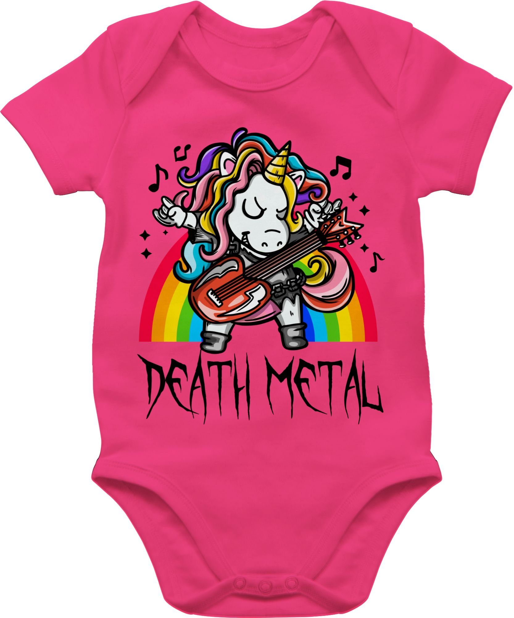 Shirtracer Shirtbody Death Metal Einhorn - Unicorn Sprüche Baby 3 Fuchsia