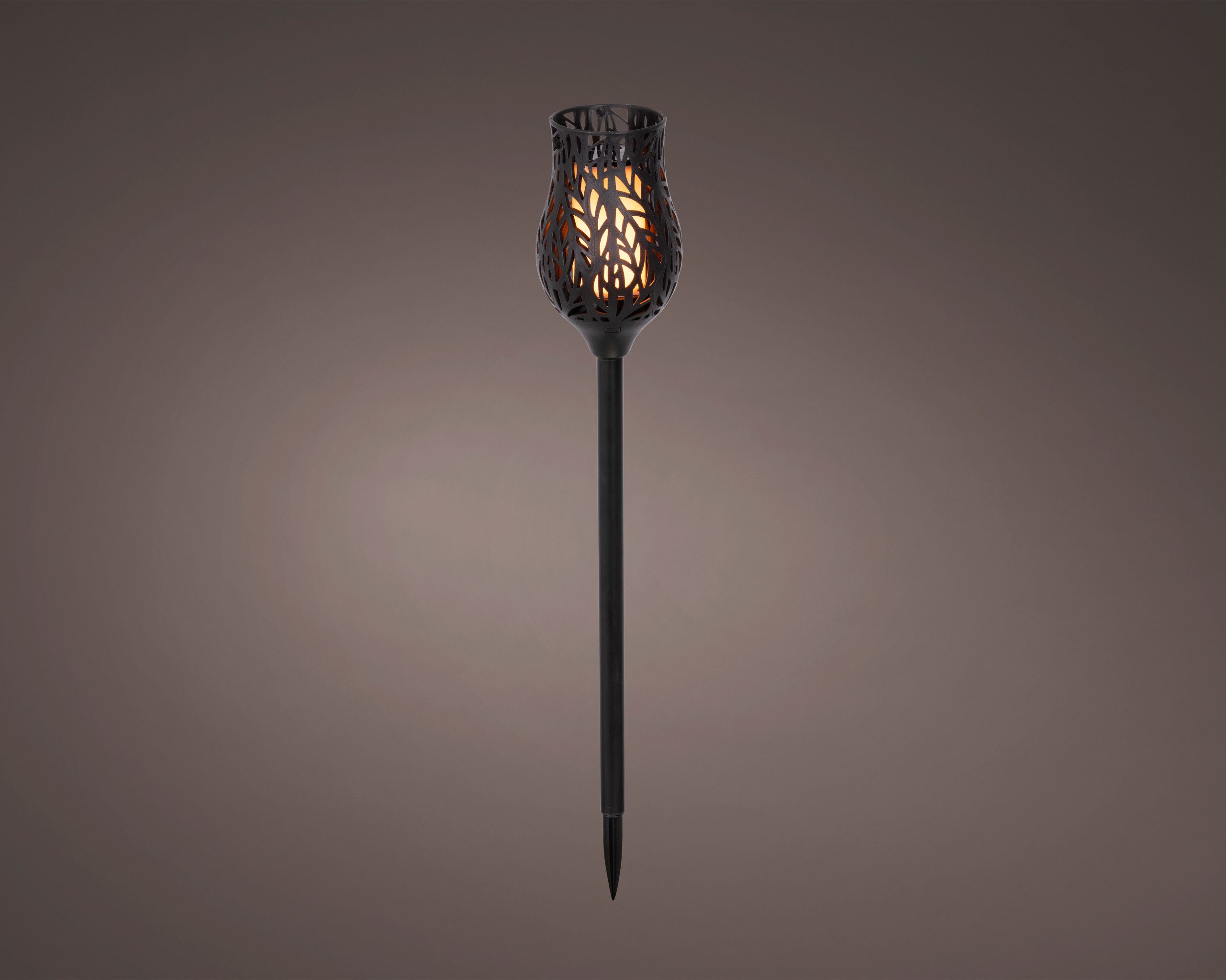 Lumineo LED Solarleuchte, Dauerlicht, klassisch warm, Solar LED Beleuchtung Fackel 42cm Kunststoff Flammenlicht