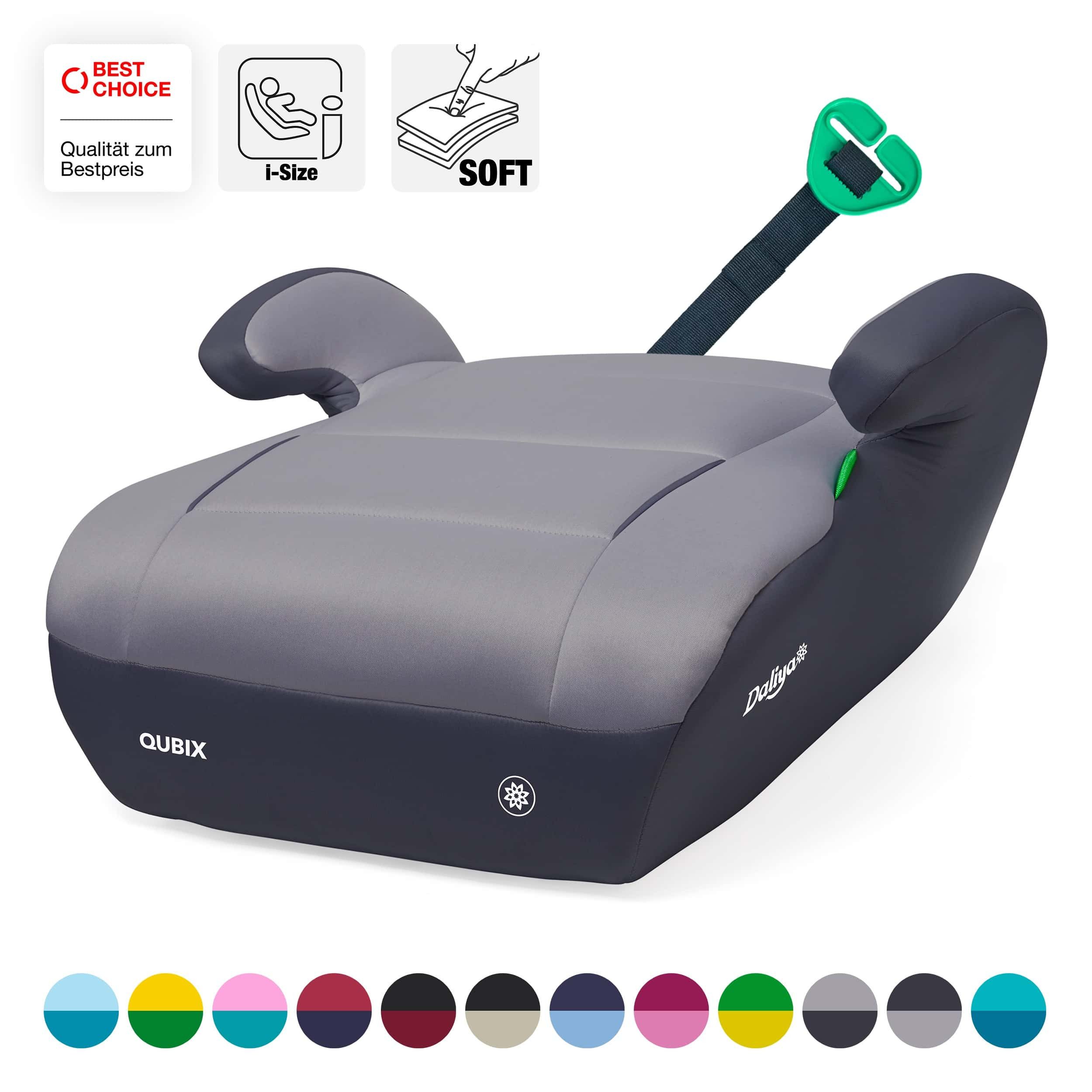 Daliya® Kindersitzerhöhung QUBIX I-Size Sitzerhöhung, Kindersitzerhöhung, Kindersitz, ab: ab 6 Jahre oder 125cm Körpergröße, bis: bis 12 Jahre oder 150cm Körpergröße, ab: 125 cm, bis: 150 cm, (Packung, 1-tlg), I-Size, Gurtfix, ergonomisch, weich, waschbar