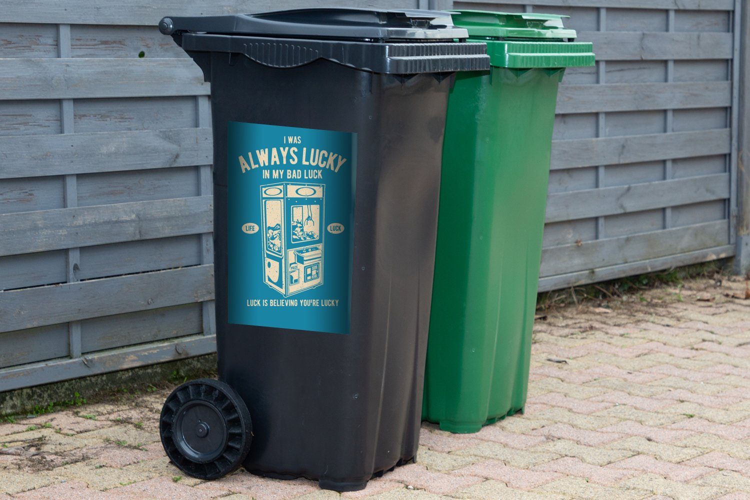 Greifzange Wandsticker Retro Sticker, Blau - St), Container, - MuchoWow (1 Mülleimer-aufkleber, Mülltonne, Abfalbehälter