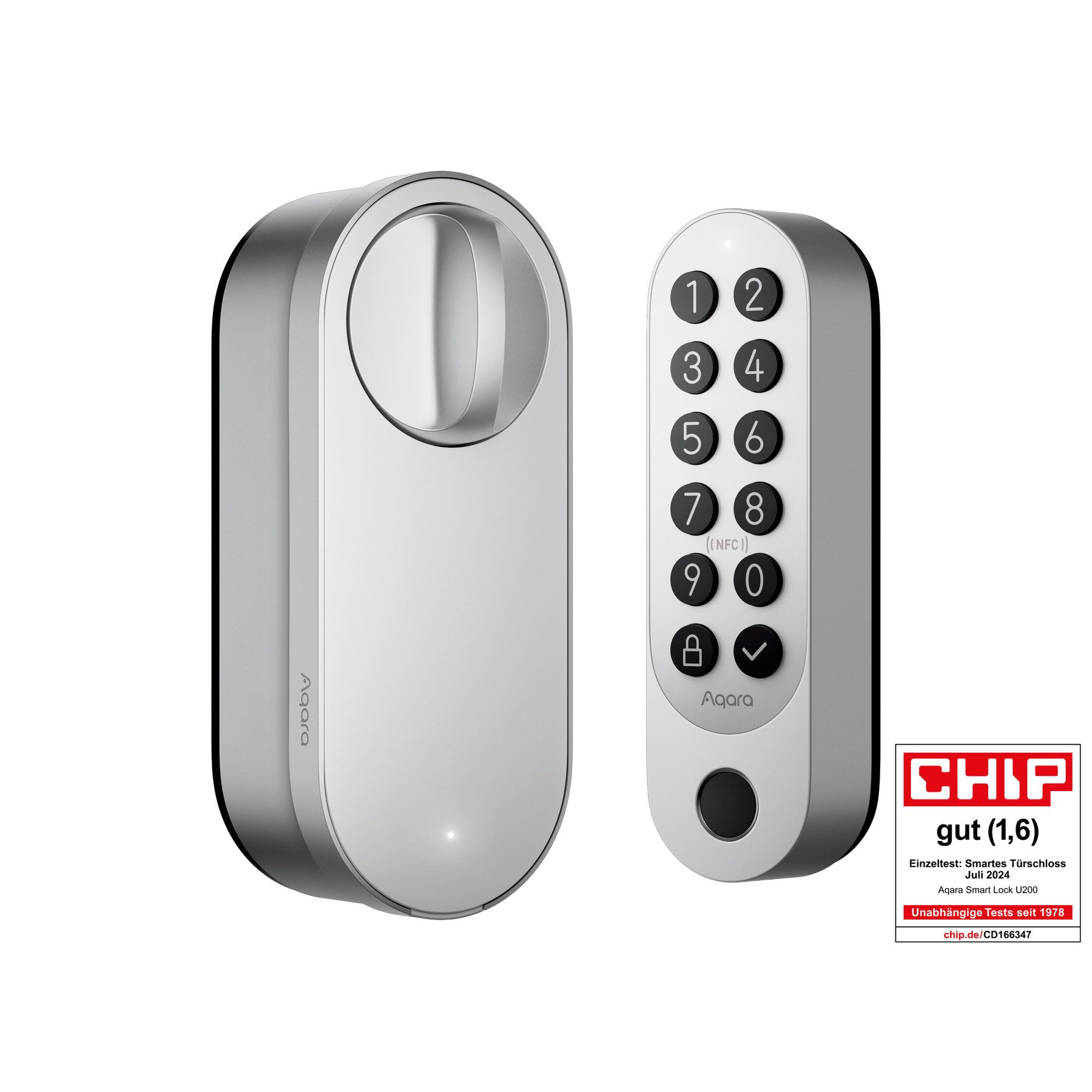 Einsteckschloss AQARA Türschloss EL-D02DS, U2000, silber